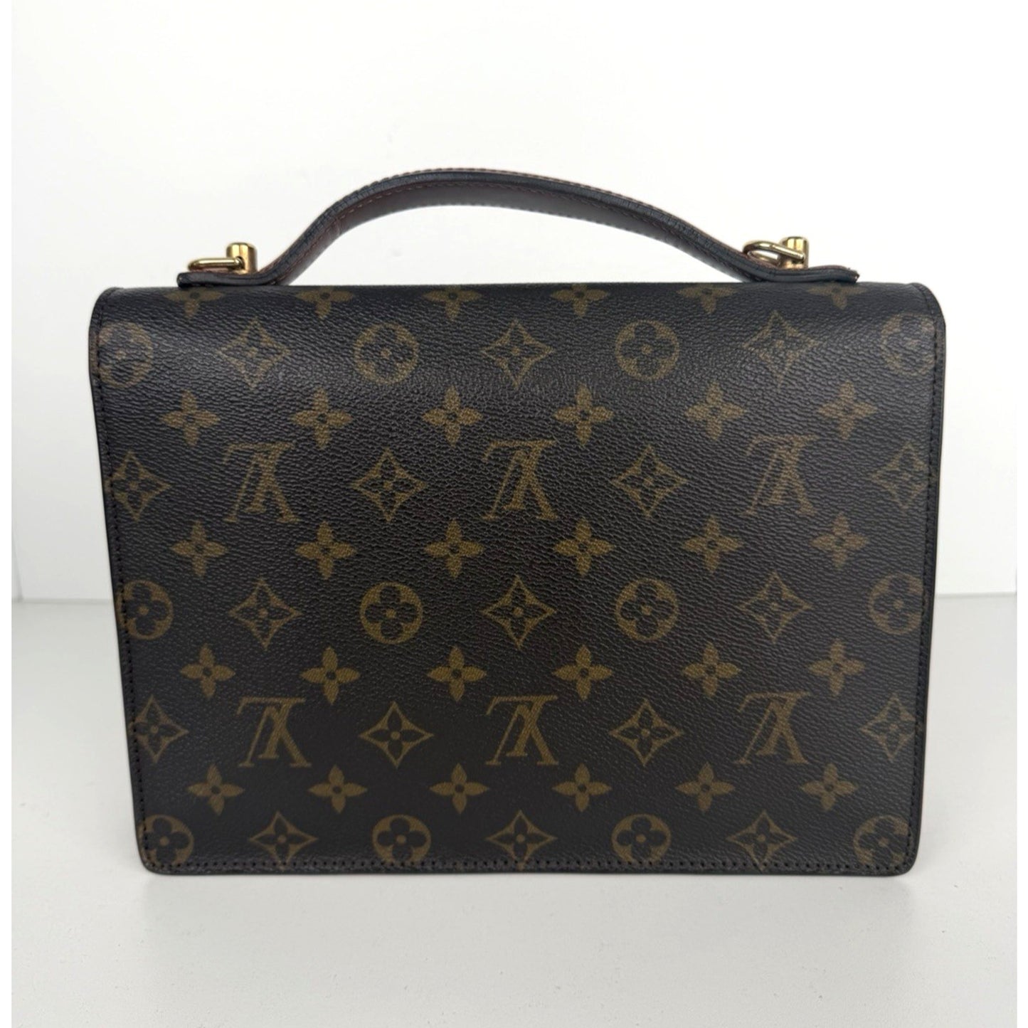 Louis Vuitton Monceau 28 Handbag Vintage Brown LV Monogram Coated Canvas 1994 S3
