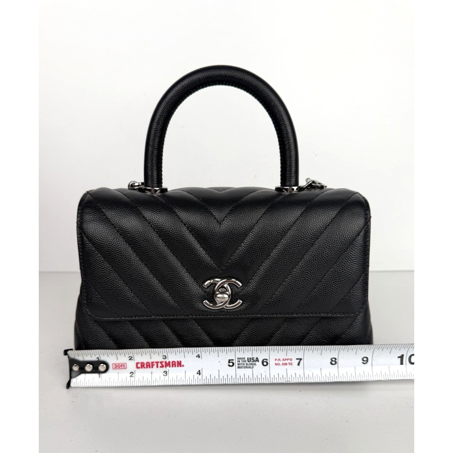 Chanel Coco Top Handle Bag XS With Chain Strap in Black Caviar Leather 2019 E-1