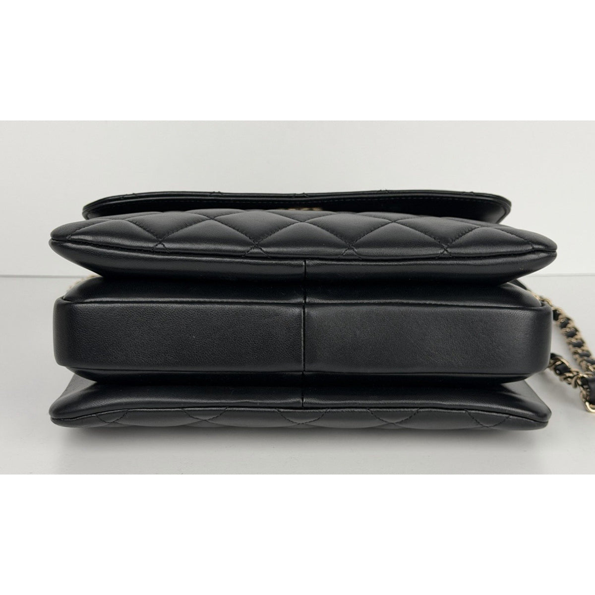 Chanel Trendy CC Small Flap Bag Black Quilted Lambskin Leather Microchipped F5