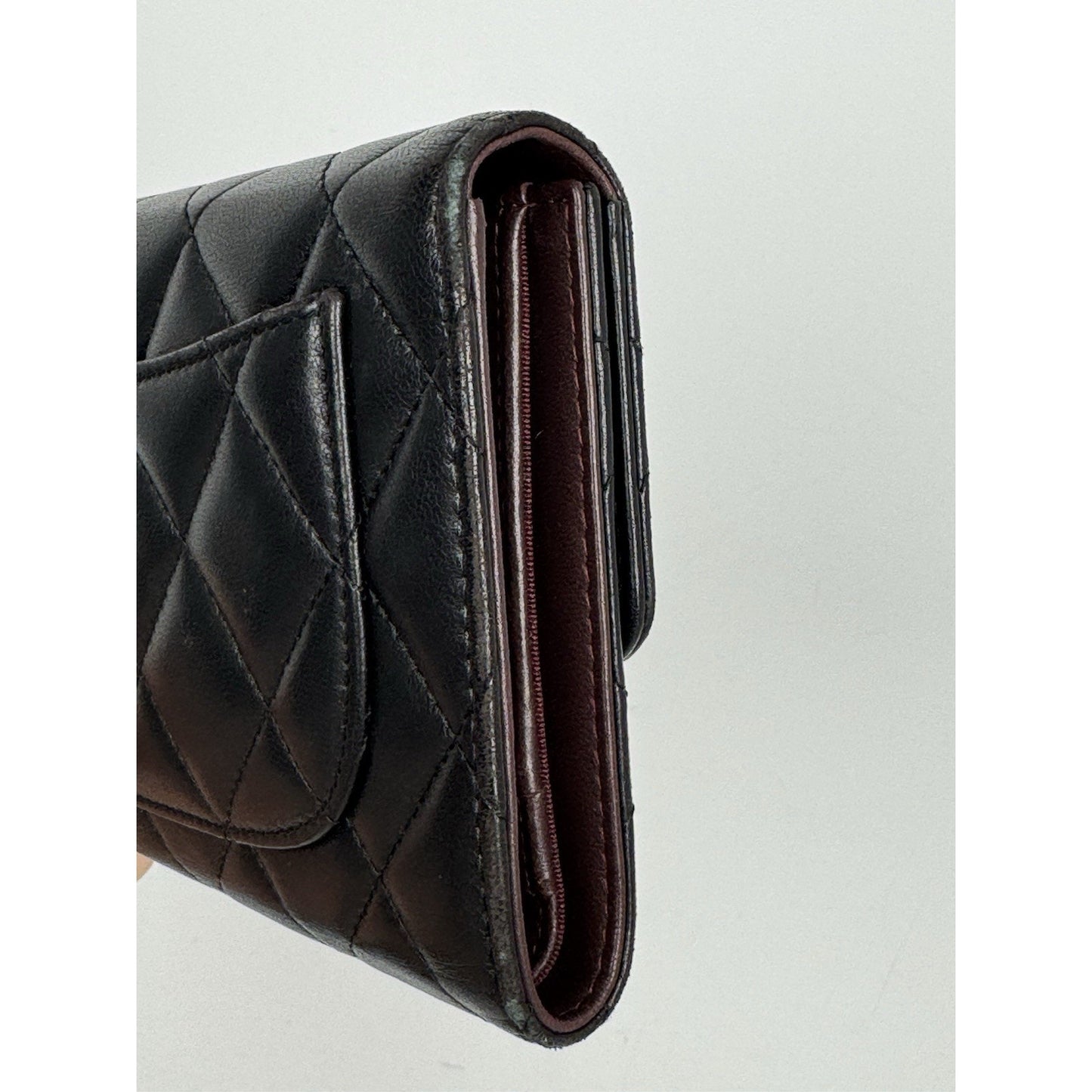 Chanel Large Flap Wallet in Black Diamond Quilted Lambskin w Gold Hardware B-9