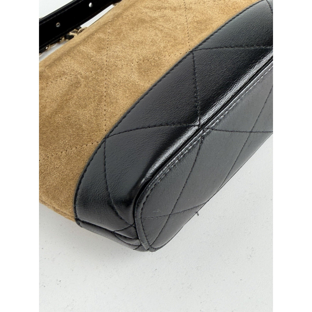 Chanel Coco Base Quilted Mini Hobo Clutch Bag with Chain in Brown Suede NFC E-3