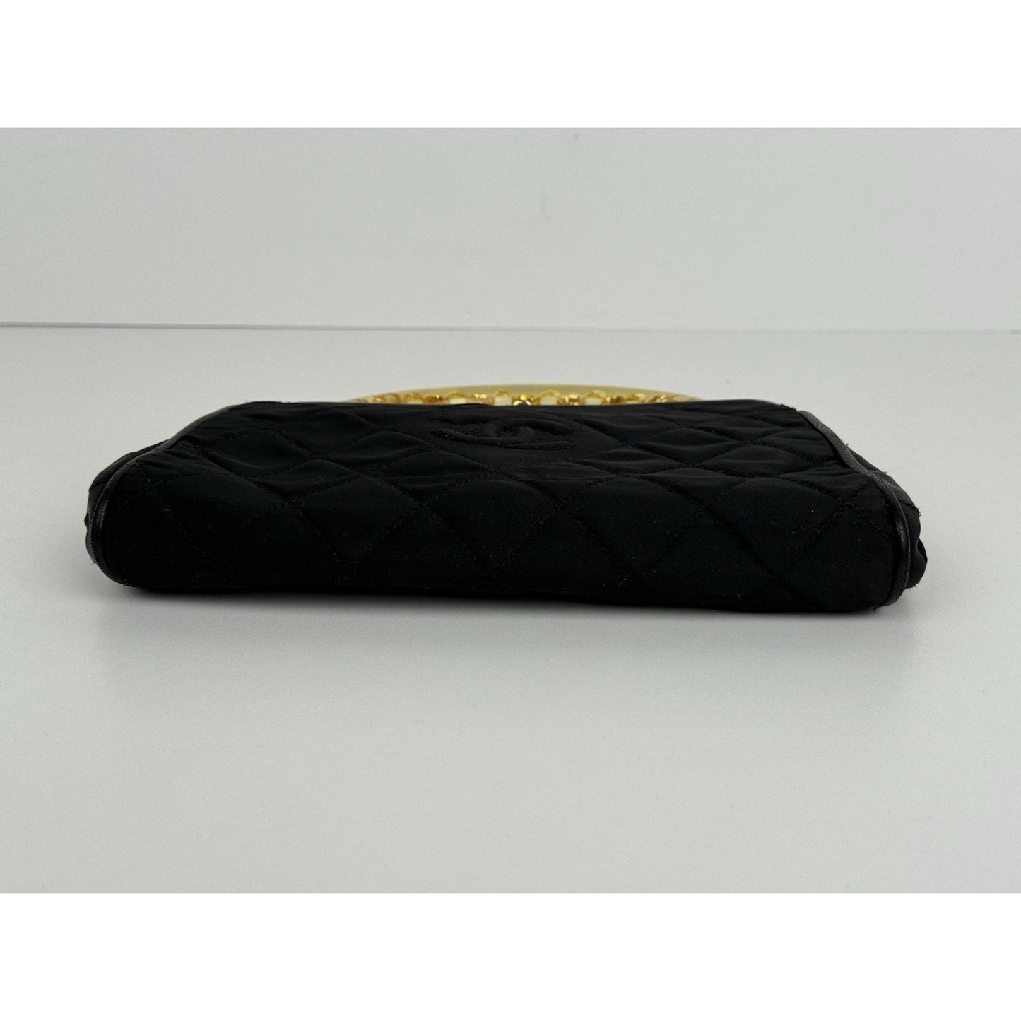 Chanel Vintage Small Fabric Top-Handle Bag with Amber Resin Chain
