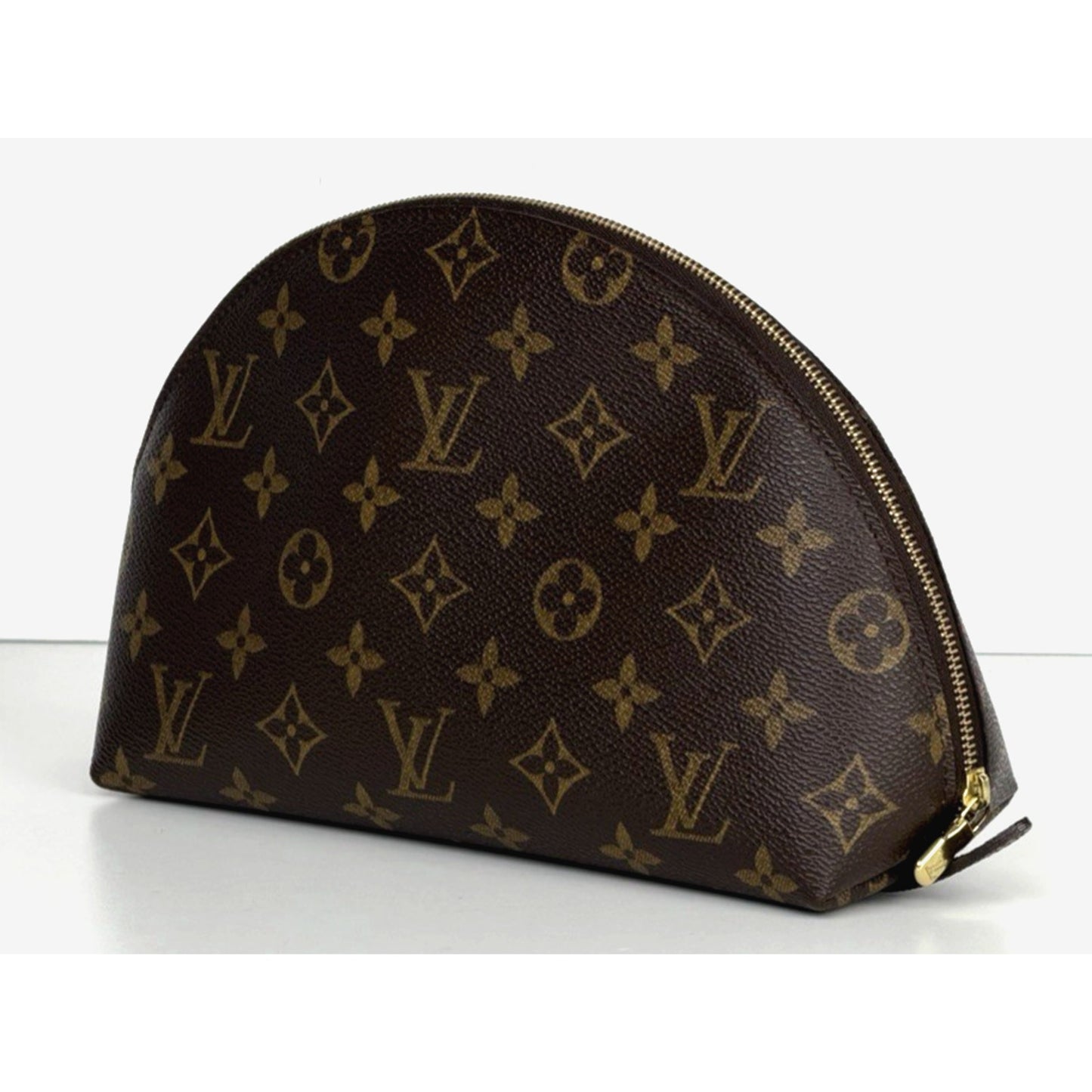 Louis Vuitton Monogram Trousse Demi Ronde Cosmetic Pouch Bag in Brown S07