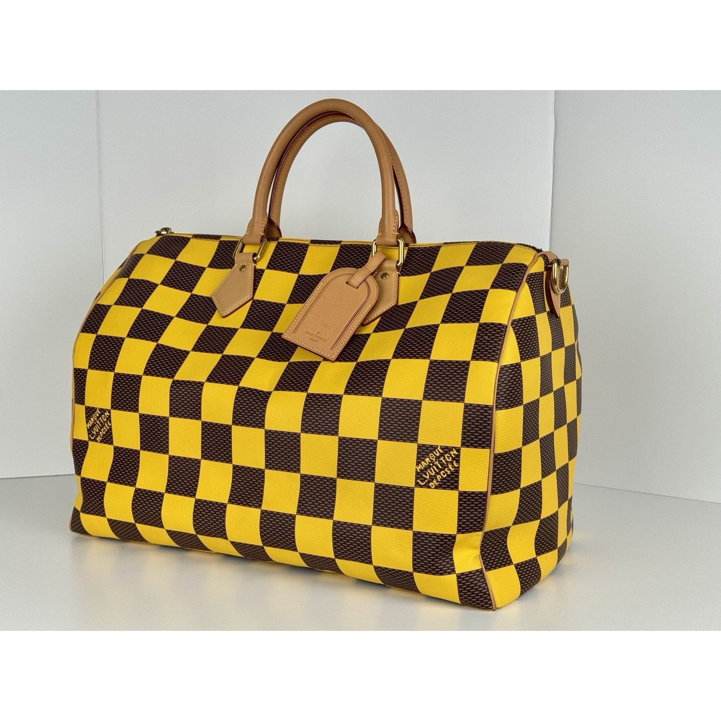 Louis Vuitton Speedy 55 Bandouliere Damier Pop Yellow and Brown Canvas
