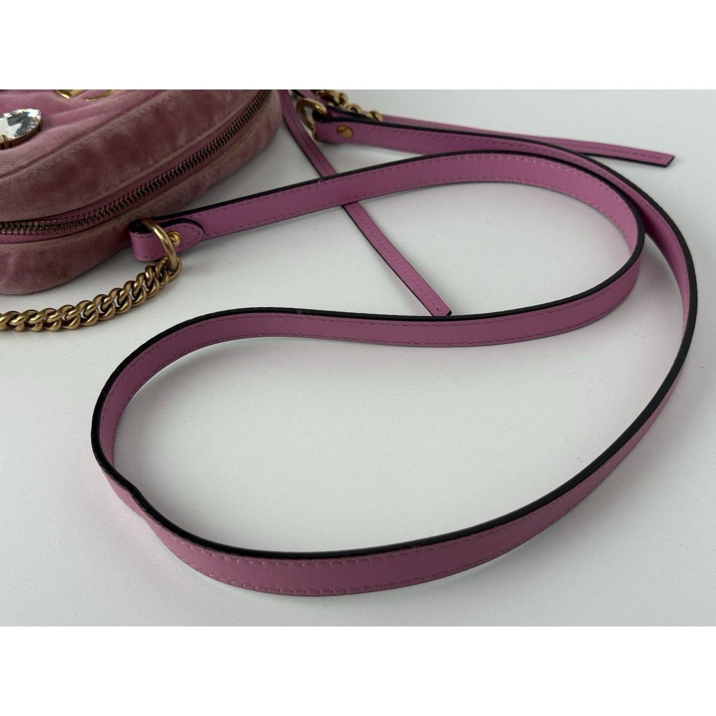 GUCCI Shoulder Bag GG Marmont Velvet Quilted Velour Pink