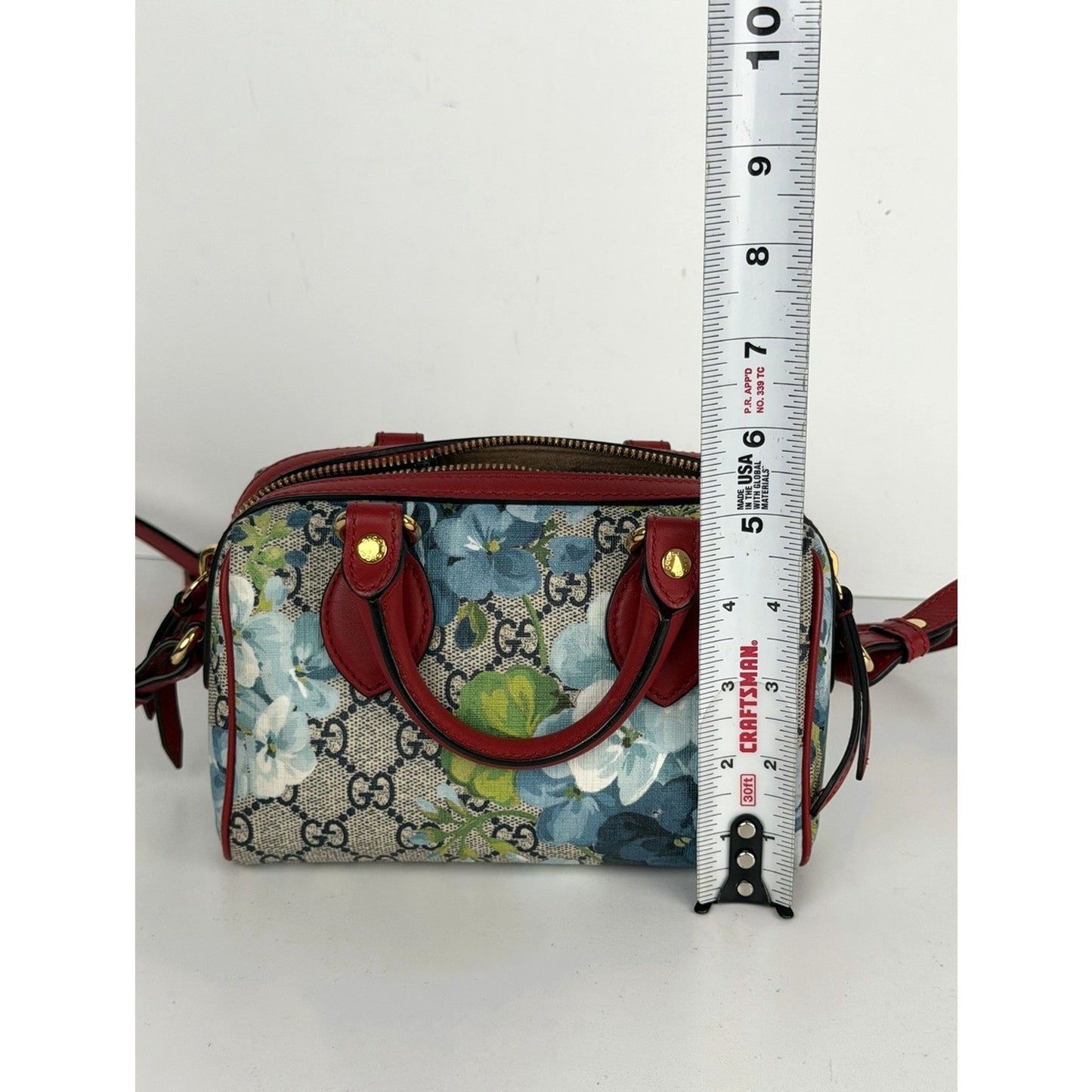 Gucci Blooms Boston Mini Top Handle Bag in Multicolor GG Supreme Canvas S-08