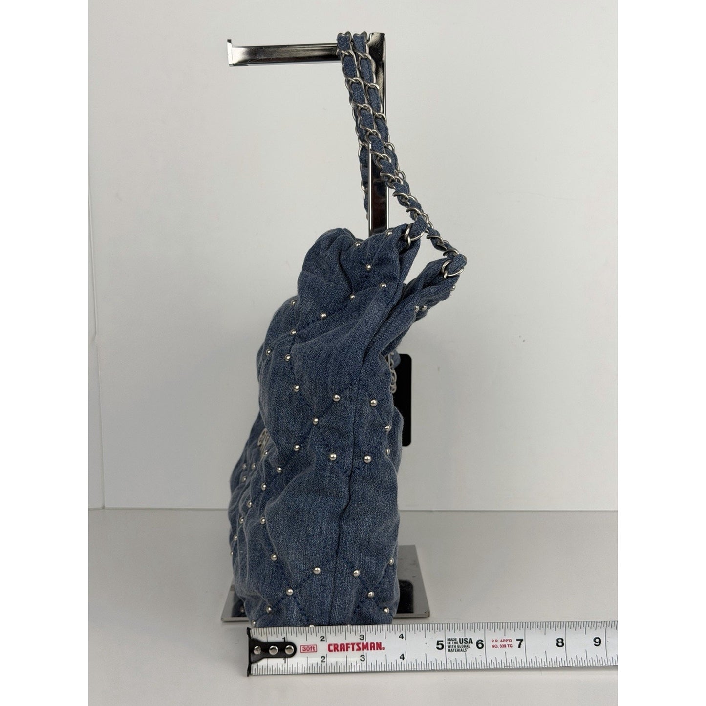Chanel 22 Small Shoulder Hobo Bag in Denim With Studs and With a Pouch NFC E-3