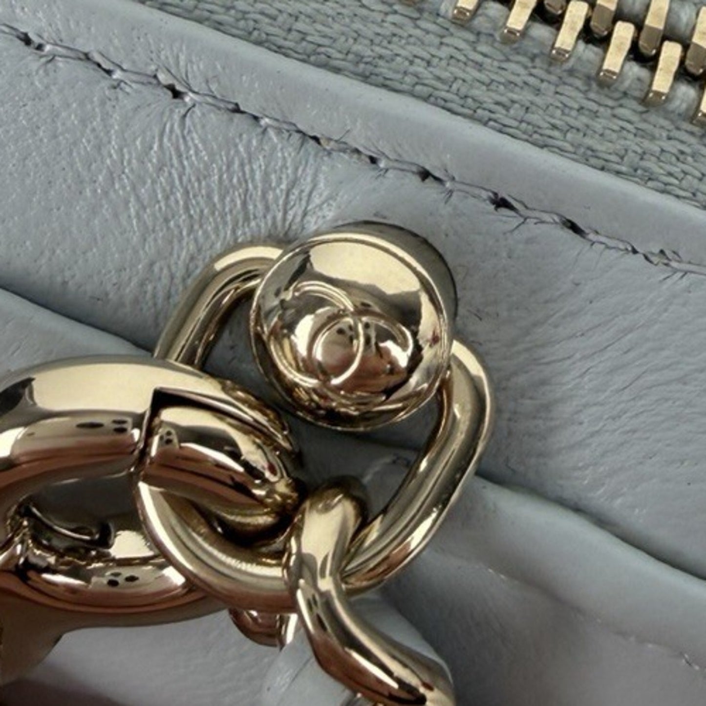 Chanel CC In Love Heart Mini Bag Charm in Light Blue Quilted Lambskin U-3
