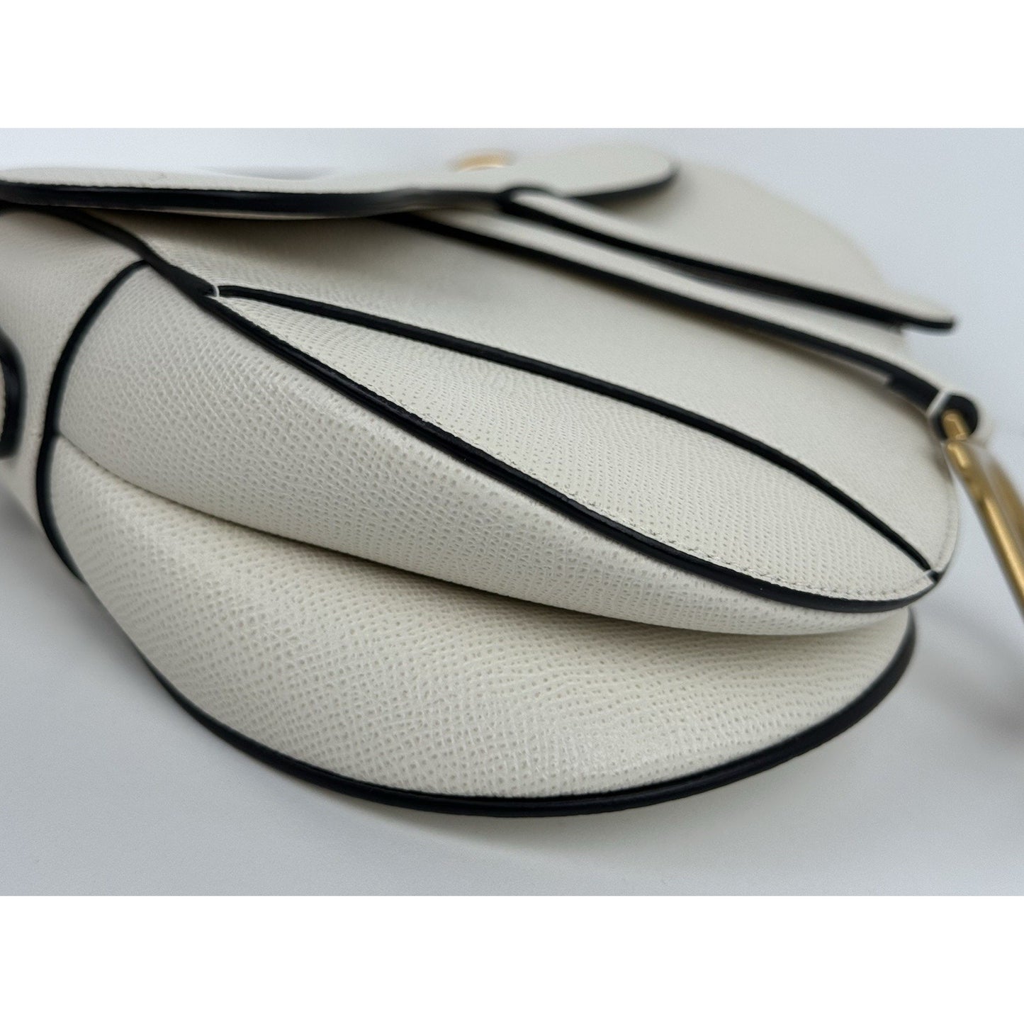 Christian Dior Medium Saddle White Leather Shoulder Bag