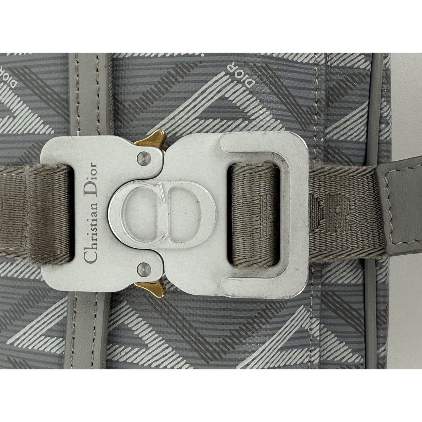 Christian Dior Hit the Road Flap Crossbody Bag CD Diamond Coated Gray Canvas