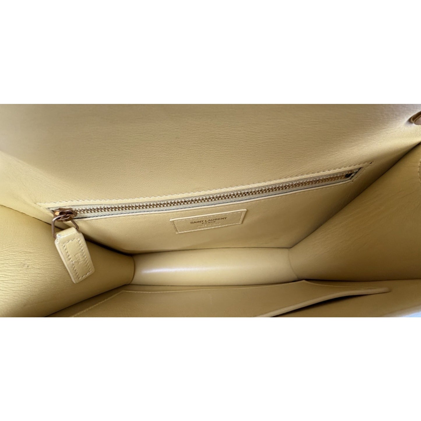 Saint Laurent Le Carre Shoulder Bag in Yellow Leather with Prominent Gold S19