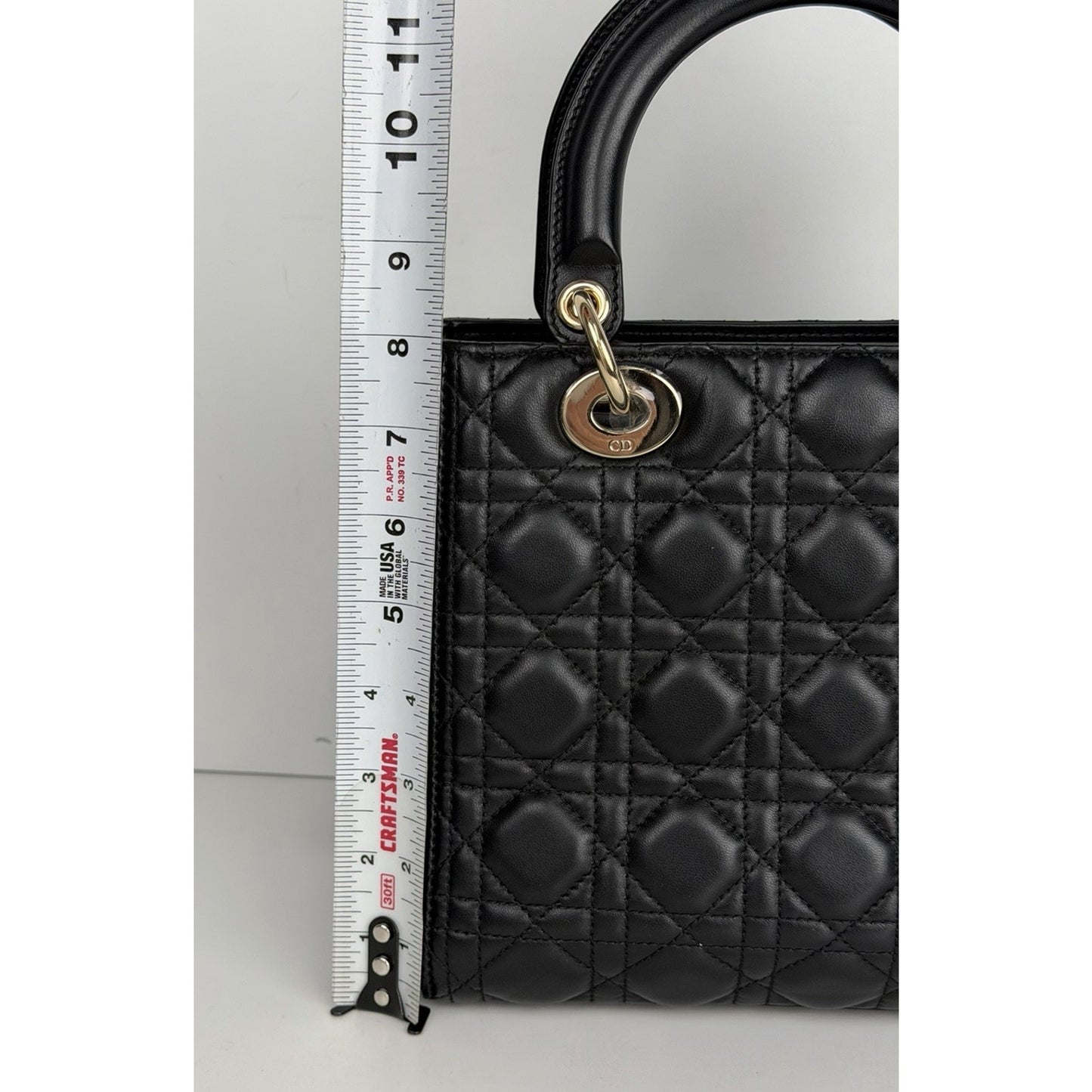 Christian Dior Medium Lady Dior Shoulder Bag in Black Lambskin Leather 2021 C6