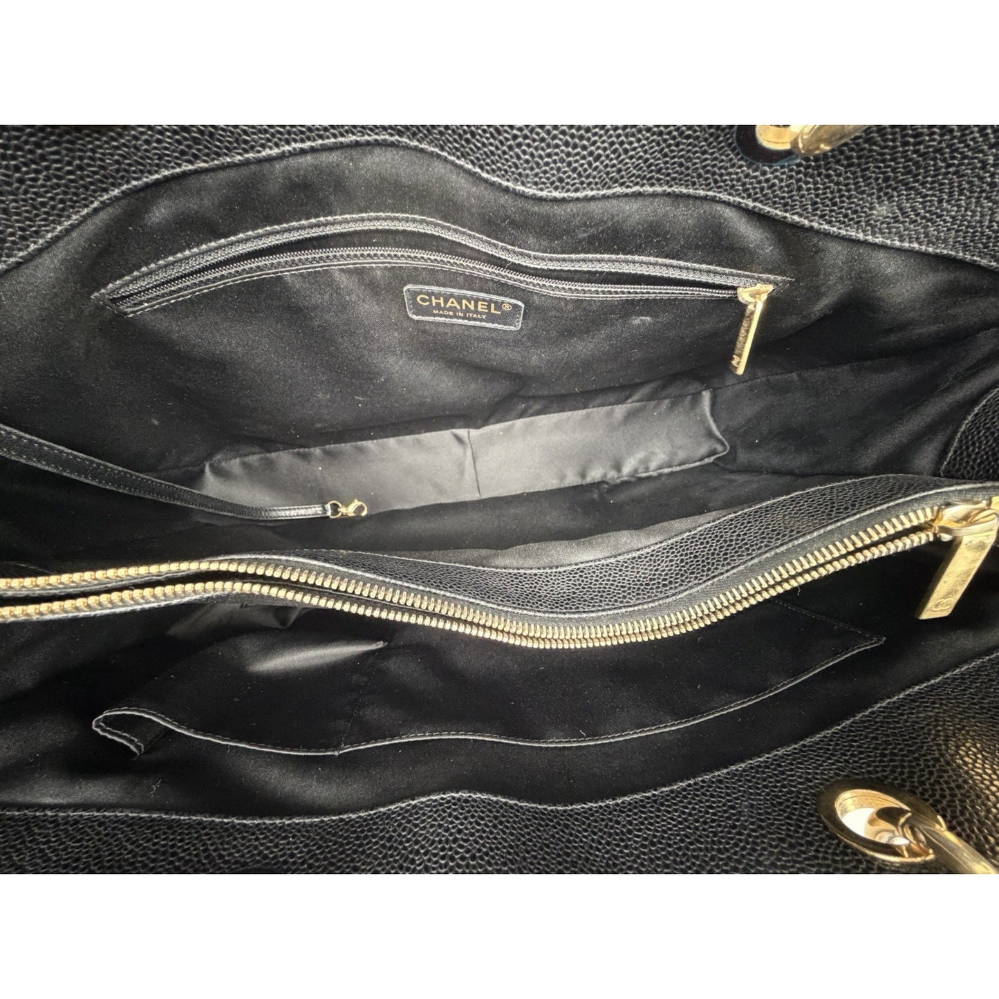 Chanel Grand Shopping Tote XL Bag in Black Quilted Caviar Leather 2013 D6