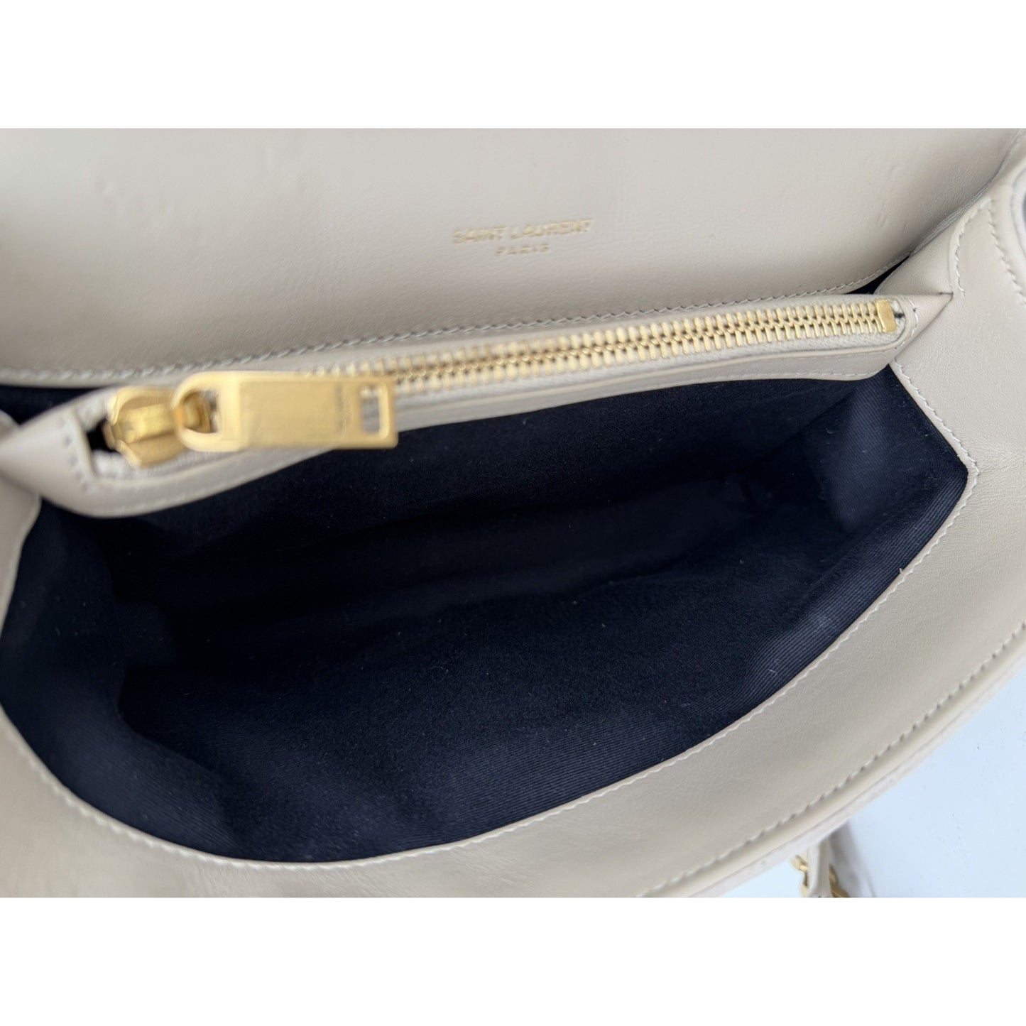 Saint Laurent Medium College Bag in Quilted Taupe Suede S10