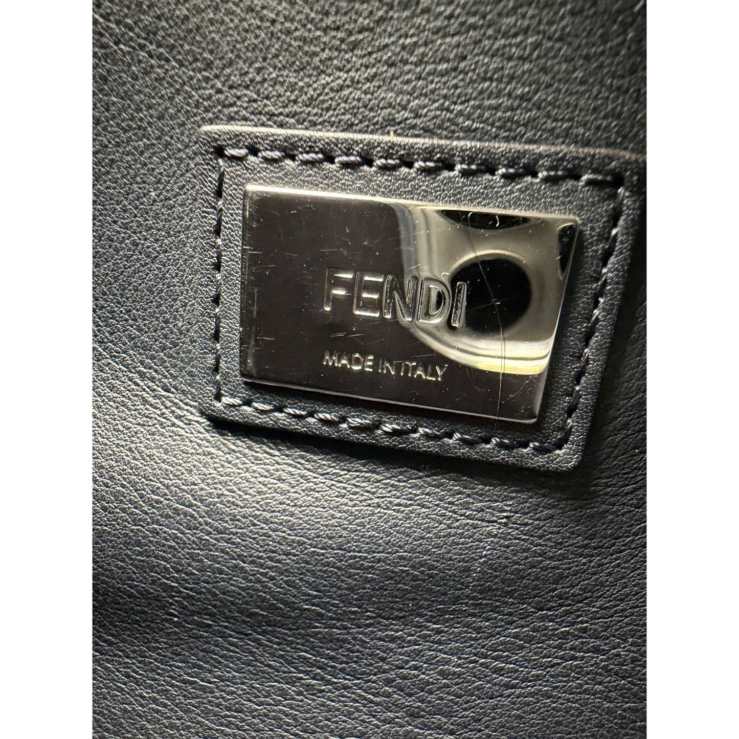 Fendi Ruffle Peekaboo By The Way Tote Bag Regular in Navy Blue Leather S-18