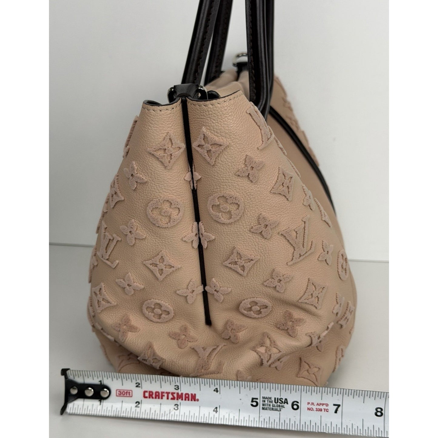 Louis Vuitton W Tote Bag Veau Cachemire Calfskin Plush Velour Monogram 2015 E2