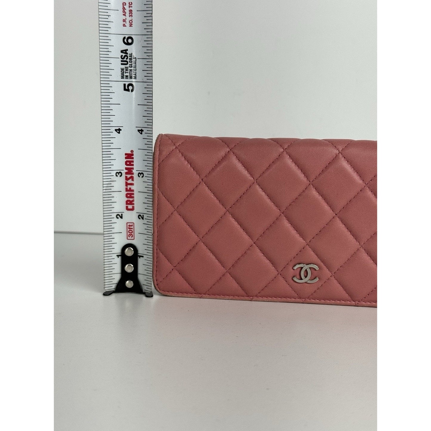 Chanel Long Yen Continental Wallet in Pink Quilted Lambskin Leather