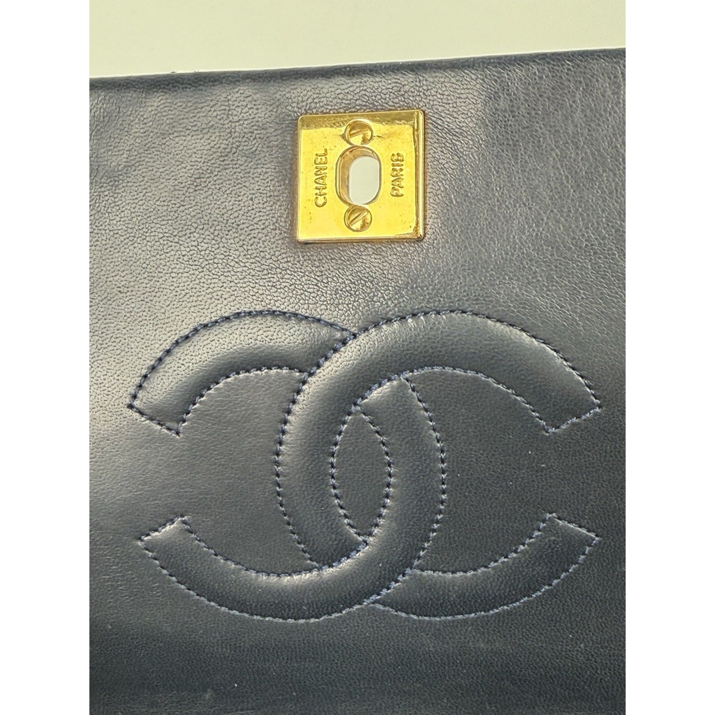 Chanel Vintage Midnight Blue Single Flap Shoulder Bag