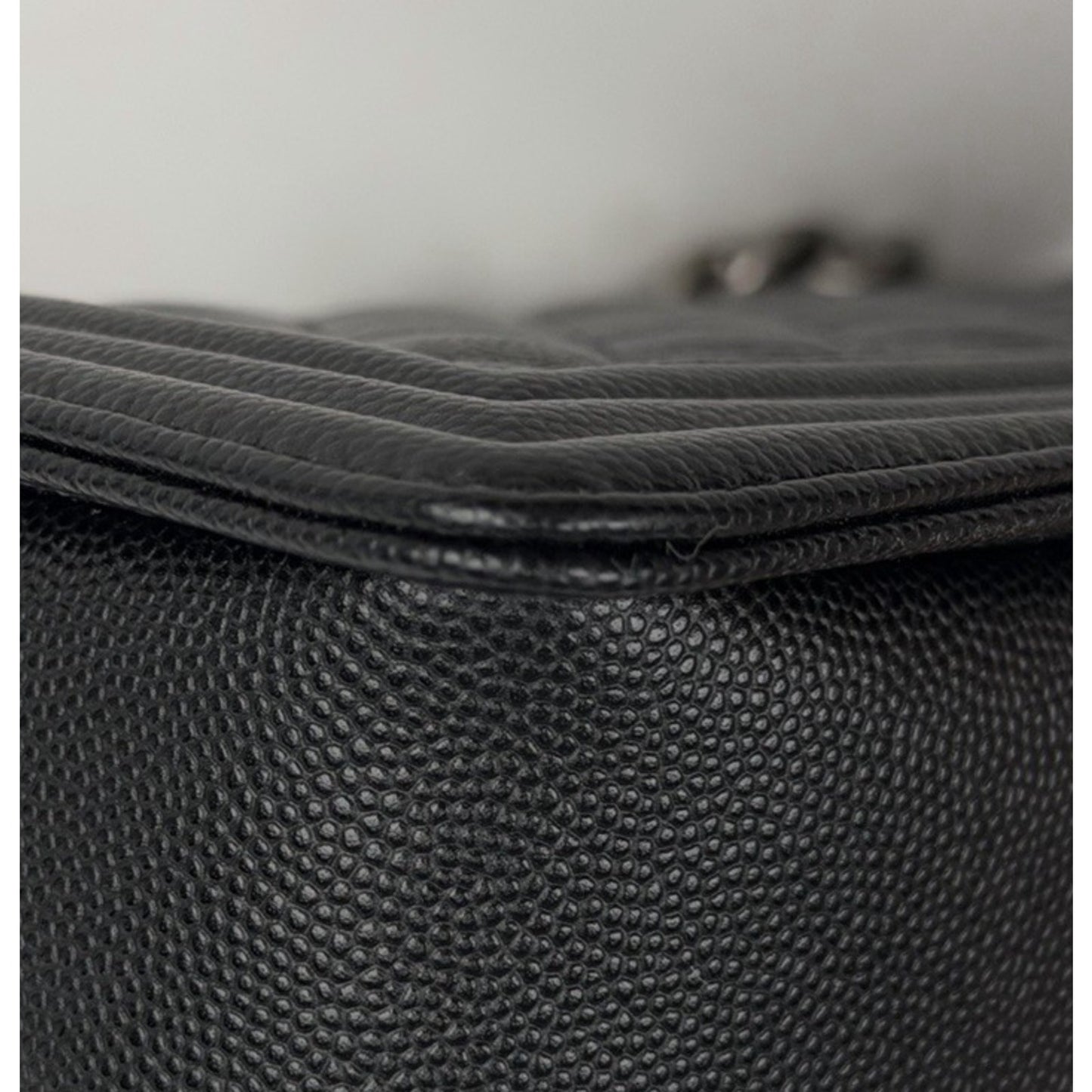 Chanel Boy Flap Bag Old Medium in Black Caviar Leather Gunmetal Hardware NFC C6