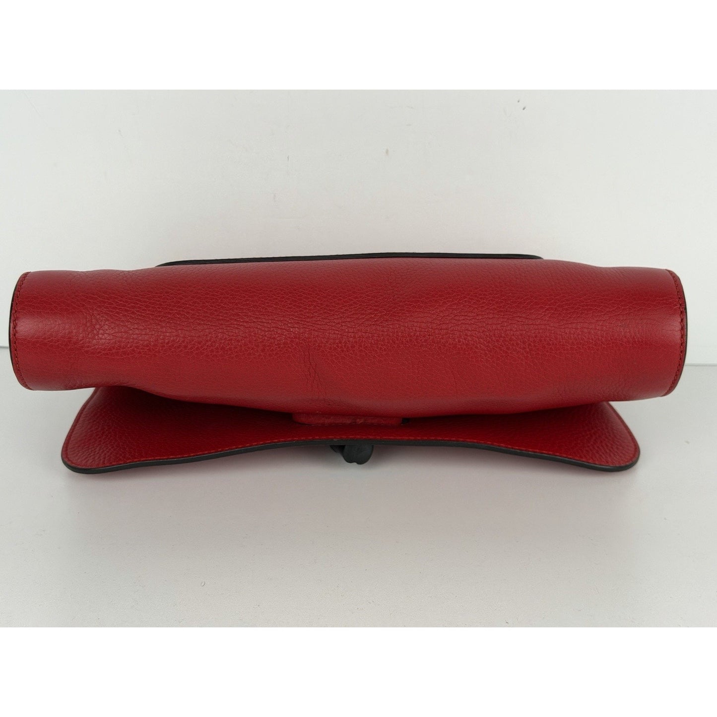Gucci Bamboo Daily Clutch Red Leather & Black Bamboo Turn-Lock Closure S