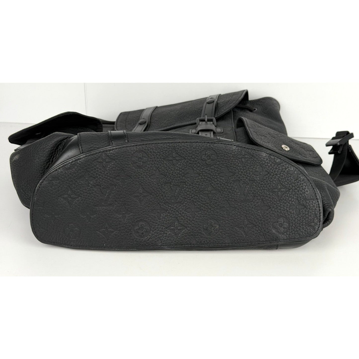 Louis Vuitton Christopher PM Backpack Black Embossed LV Monogram Leather NFC E-4