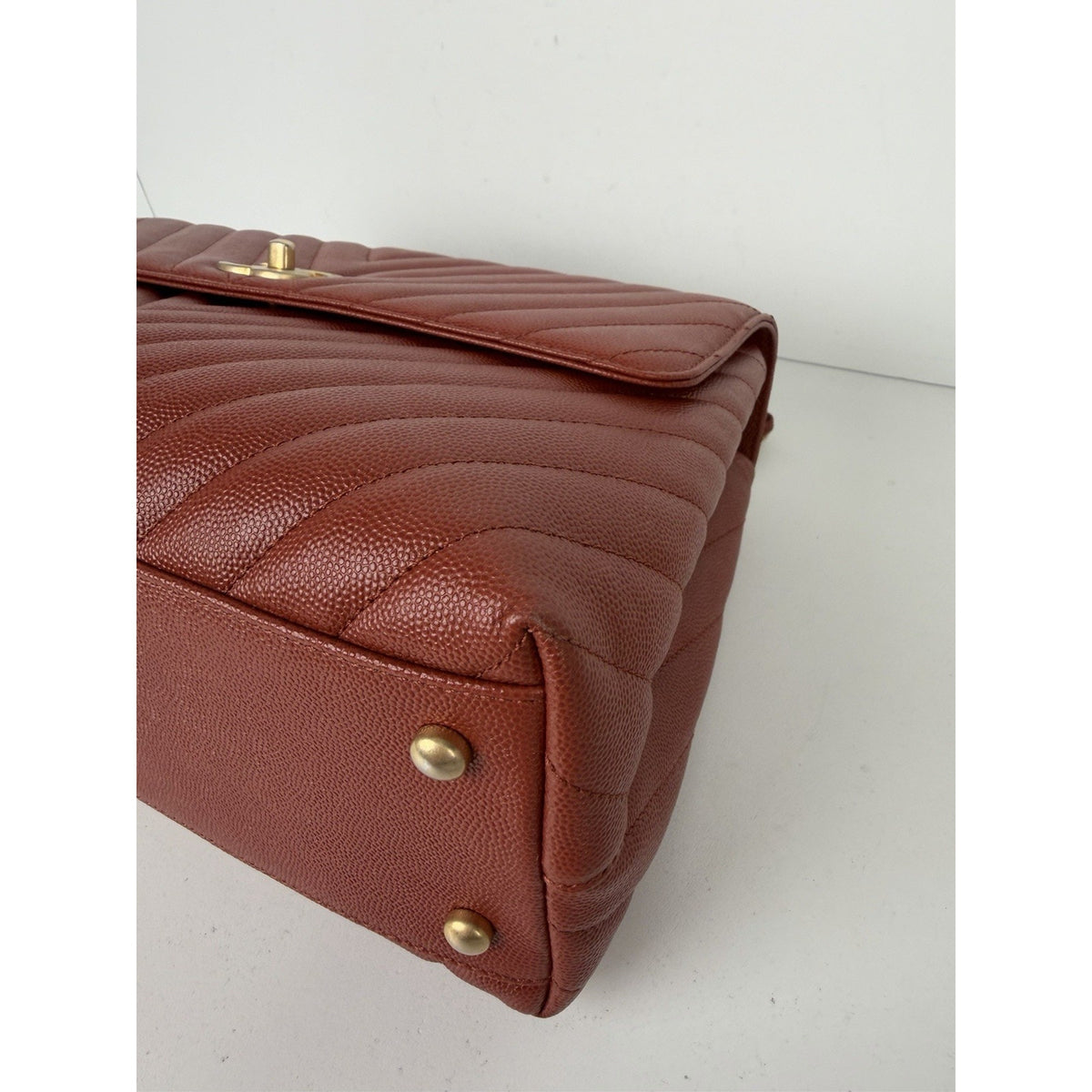 Chanel Chevron Quilted Coco Handle Flap Medium Bag in Rich Brick-Red 2018 D5