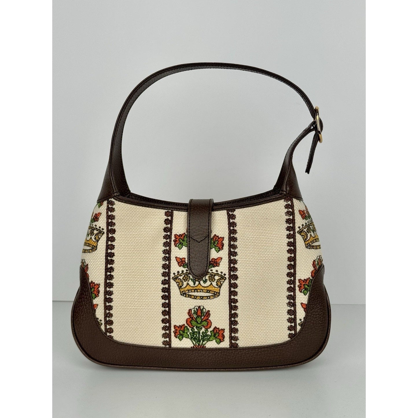 Gucci Jackie 1961 Small 100 Centennial Music Bag Canvas Leather Gold HW B-9