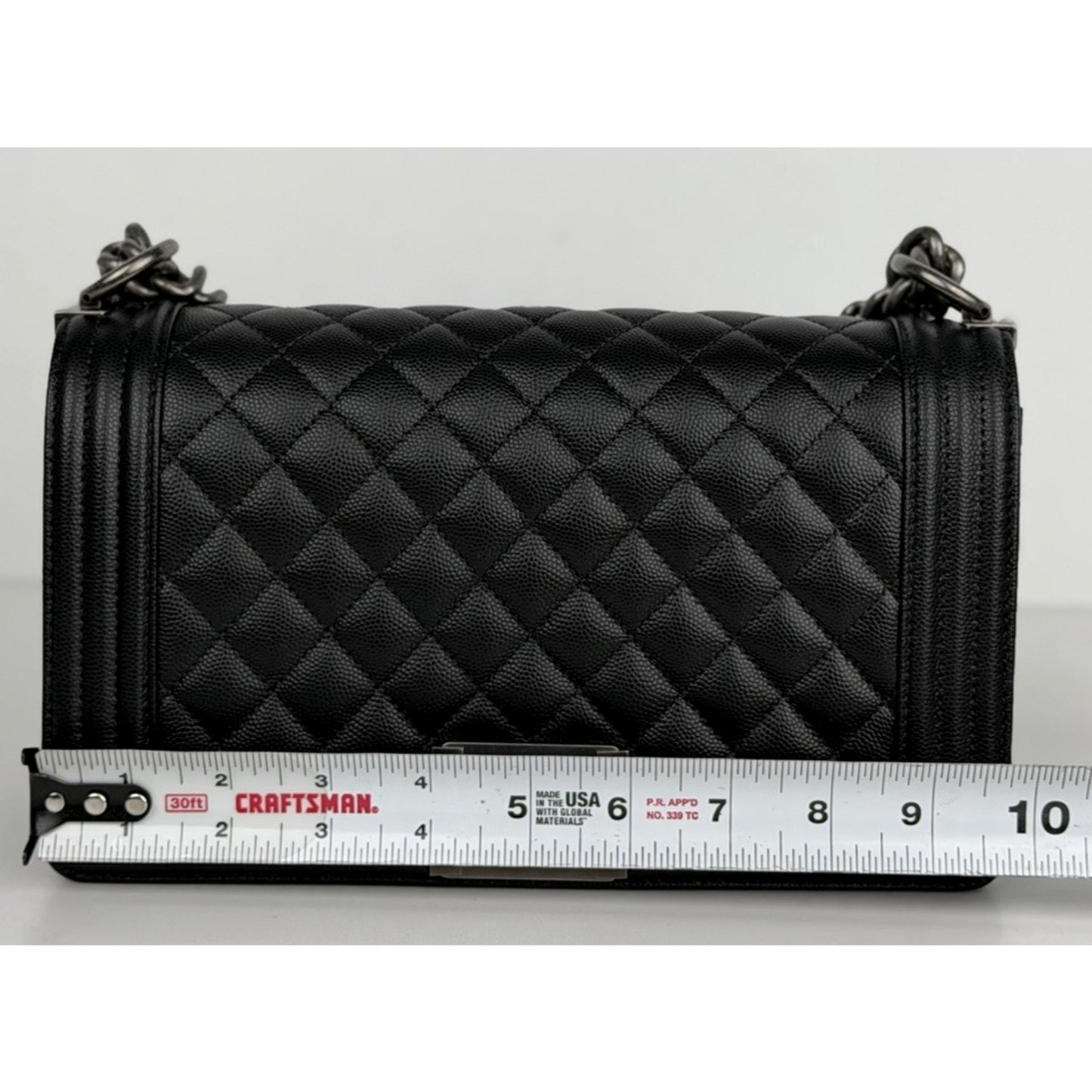 Chanel Boy Flap Bag Old Medium in Black Caviar Leather Gunmetal Hardware NFC C6