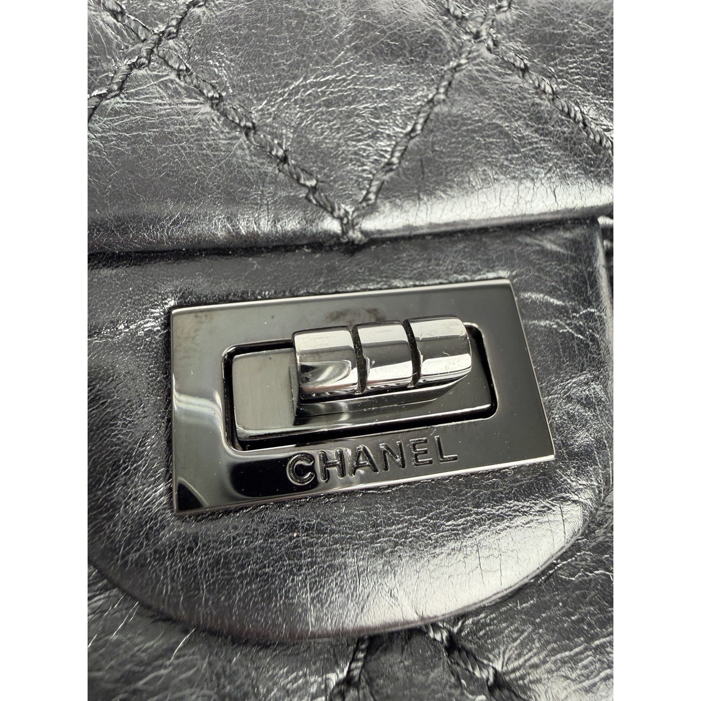 Chanel 2.55 Reissue Mini Flap Bag in Black Aged Calfskin Leather 2017 D5
