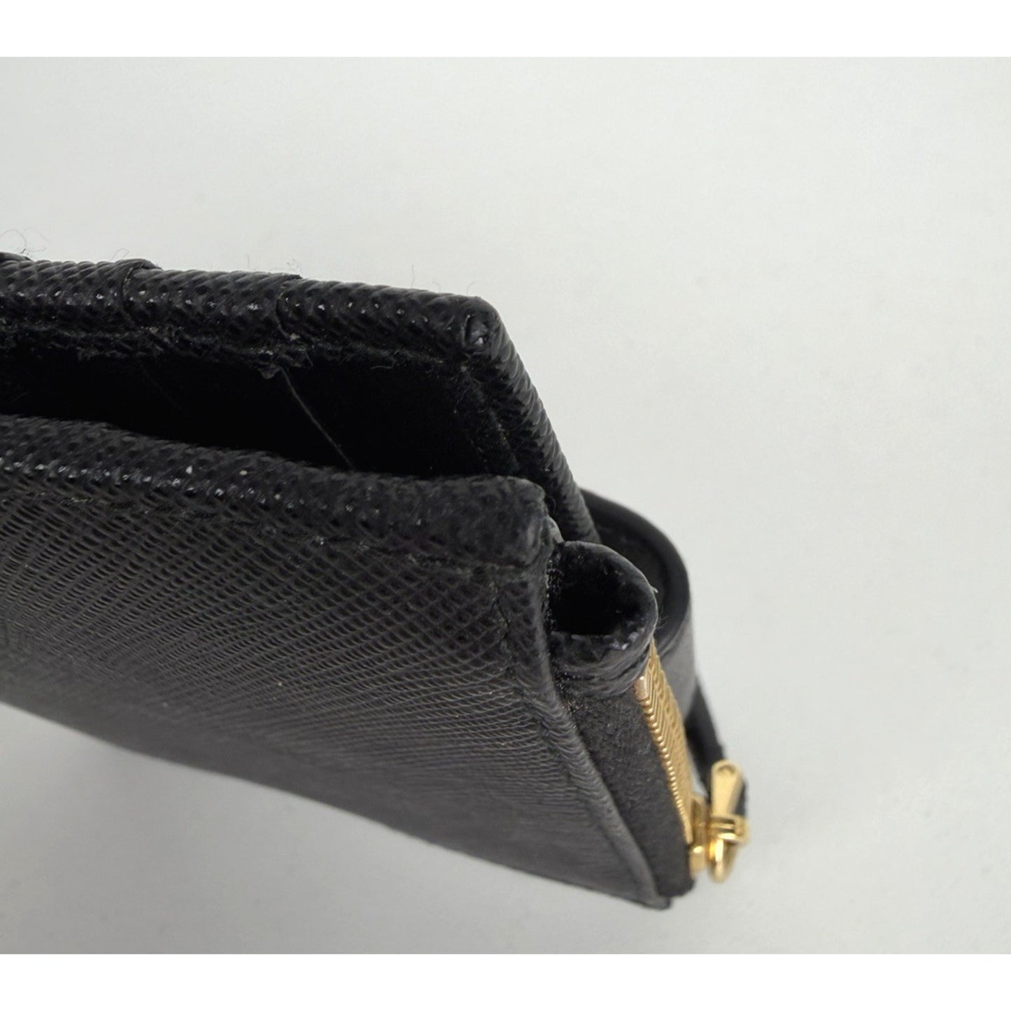Prada Small Saffiano and Smooth Leather Bifold Wallet in Black