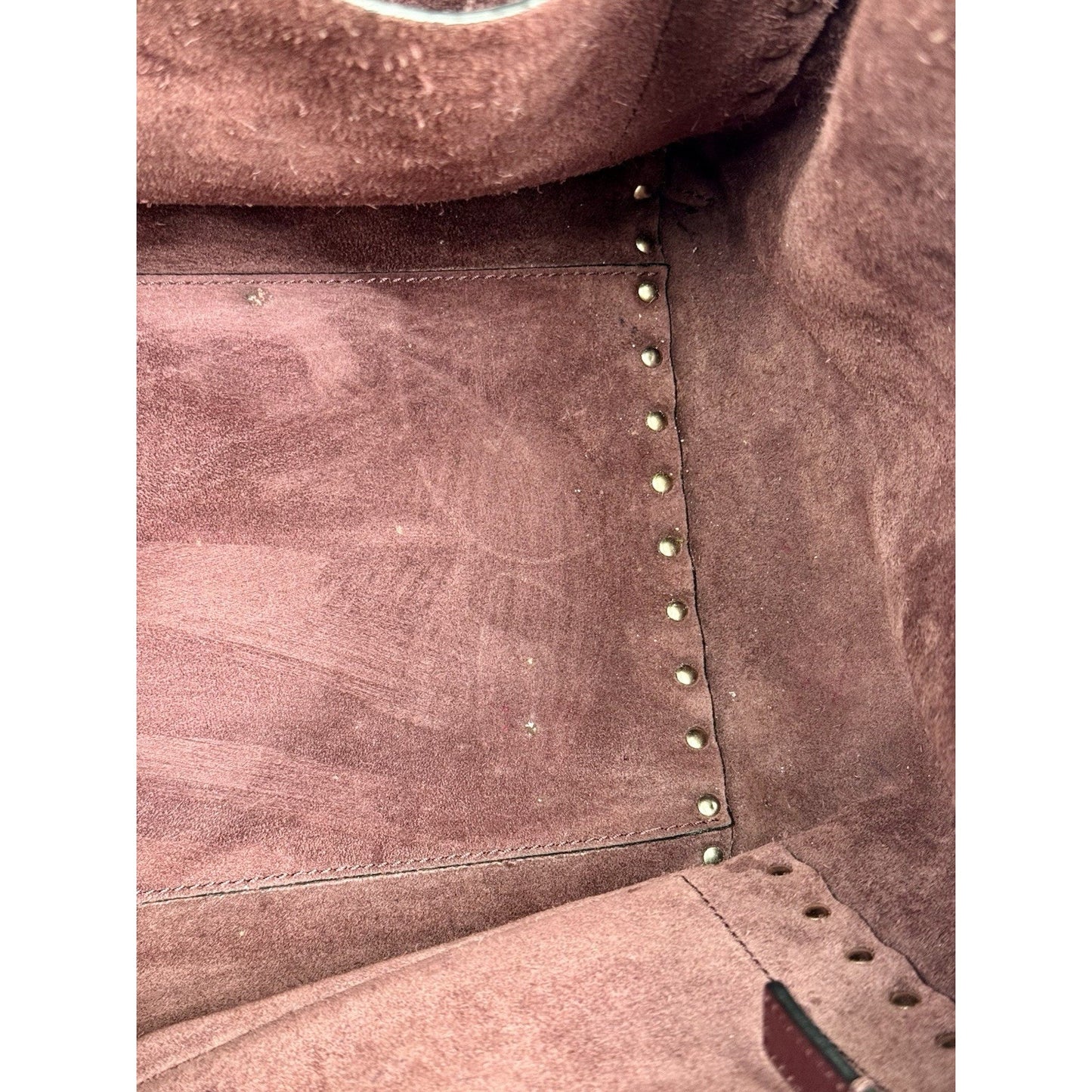 Valentino Garavani Rockstud Tote Bag Burgundy Leather Gold Hardware