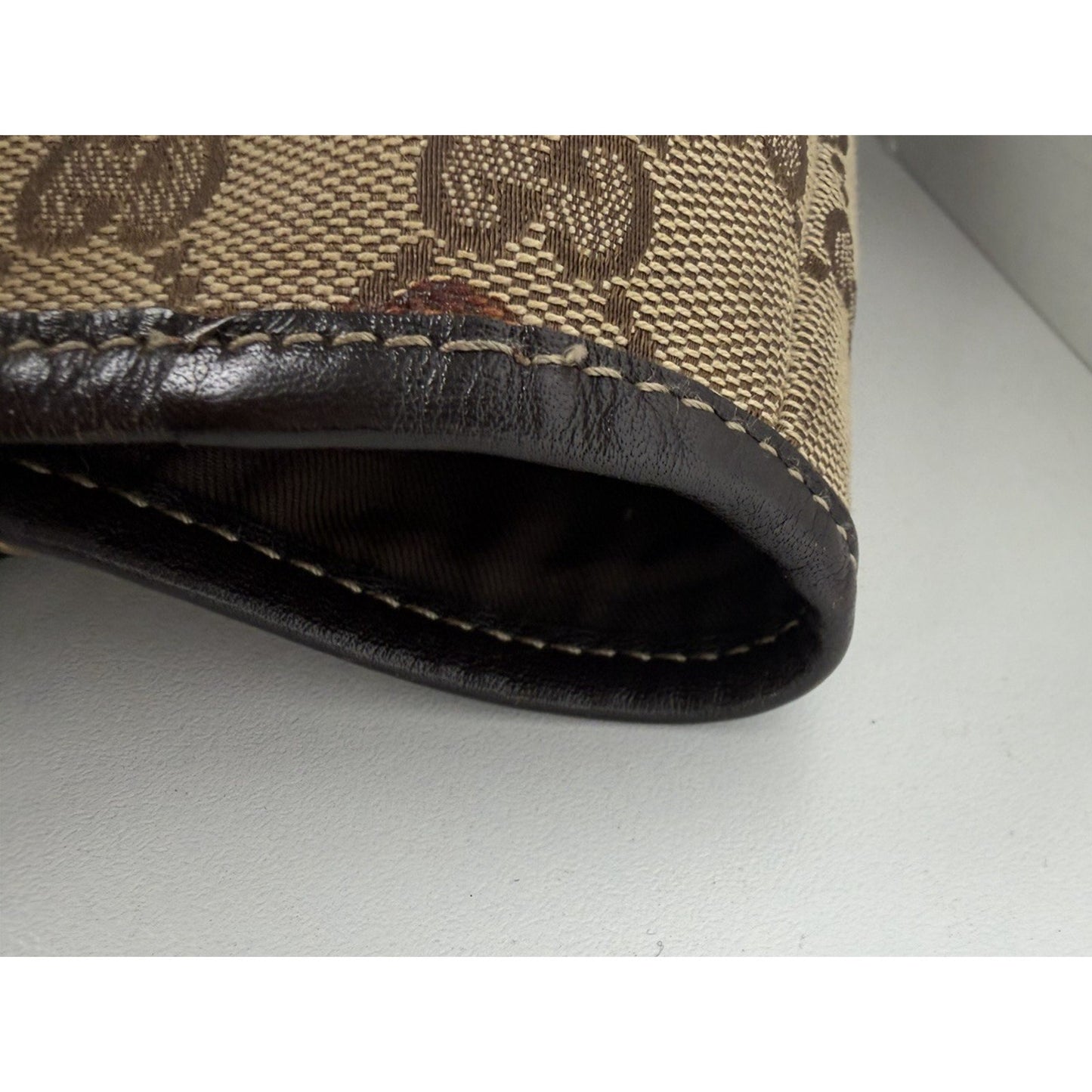 Gucci GG Pelham Shoulder Bag Canvas Braided Leather Handles & Gold Hardware S32