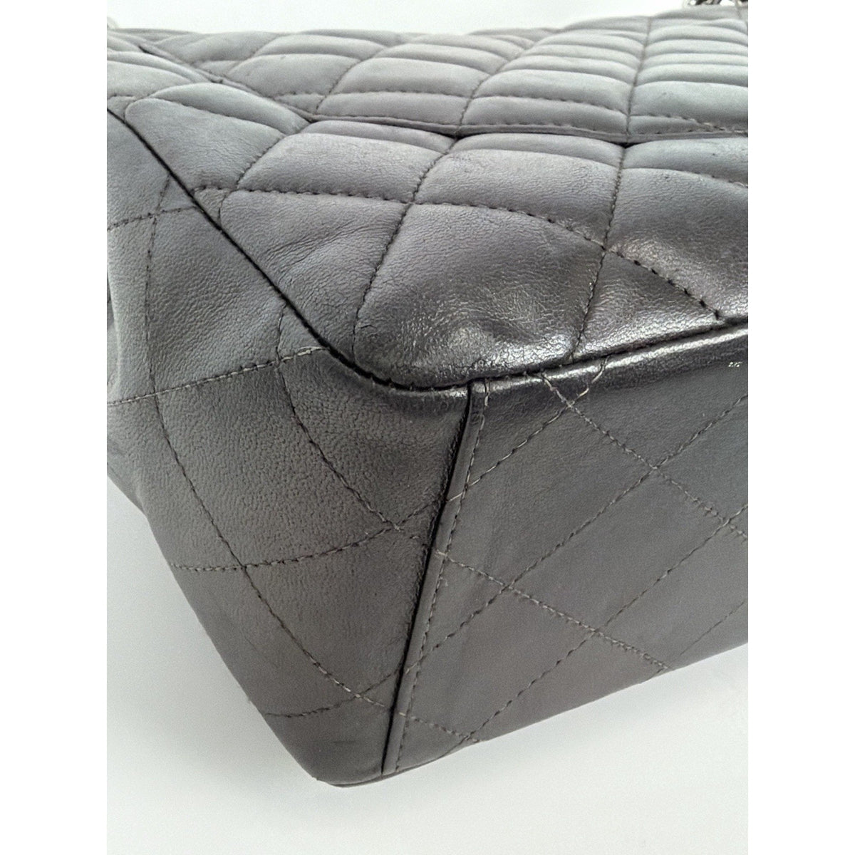 Chanel Classic Flap Bag Maxi in Metallic Dark Grey Quilted Leather 2009-2010 F-3