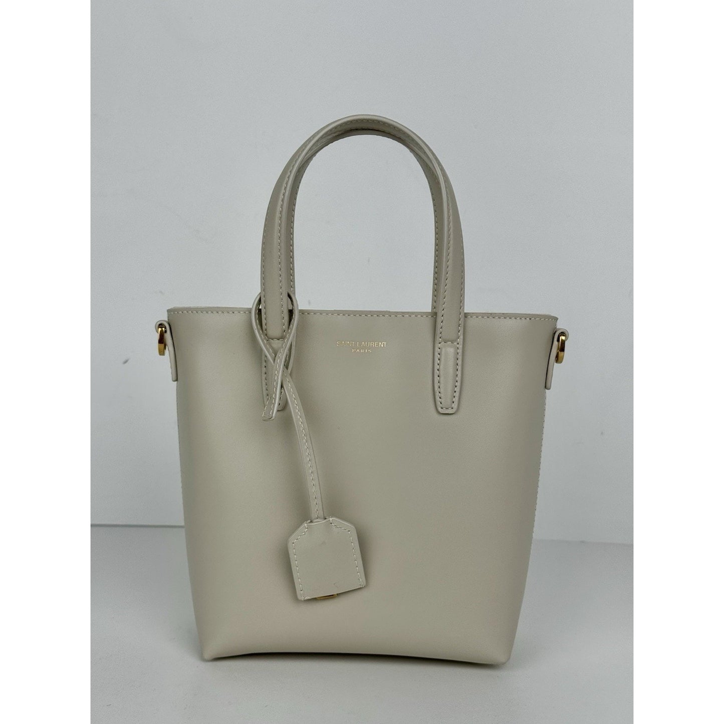 Saint Laurent Mini Toy Shopping Tote Cream Leather Bag (3)