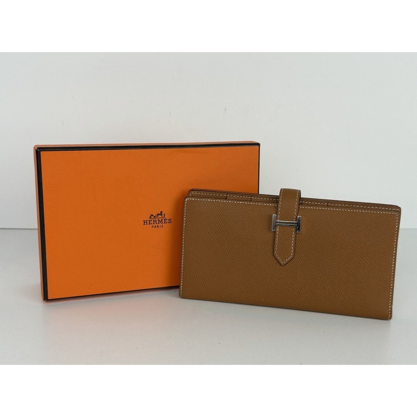 Hermes Bearn Soufflet Long Wallet in Gold Epsom Leather 2022