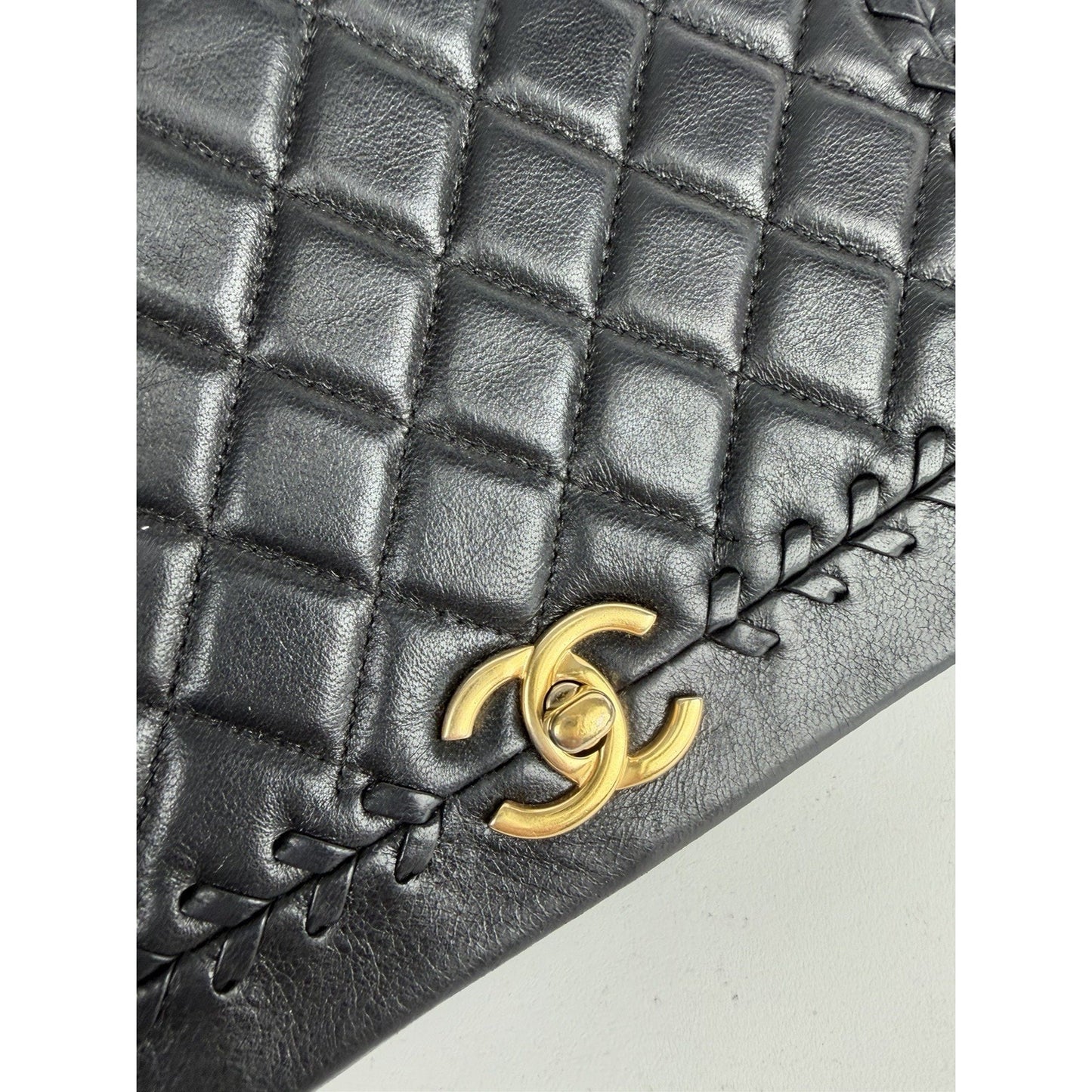 Chanel Braided Saddle Flap Bag in Quilted Black Leather & Gold Hardware 2018 C5