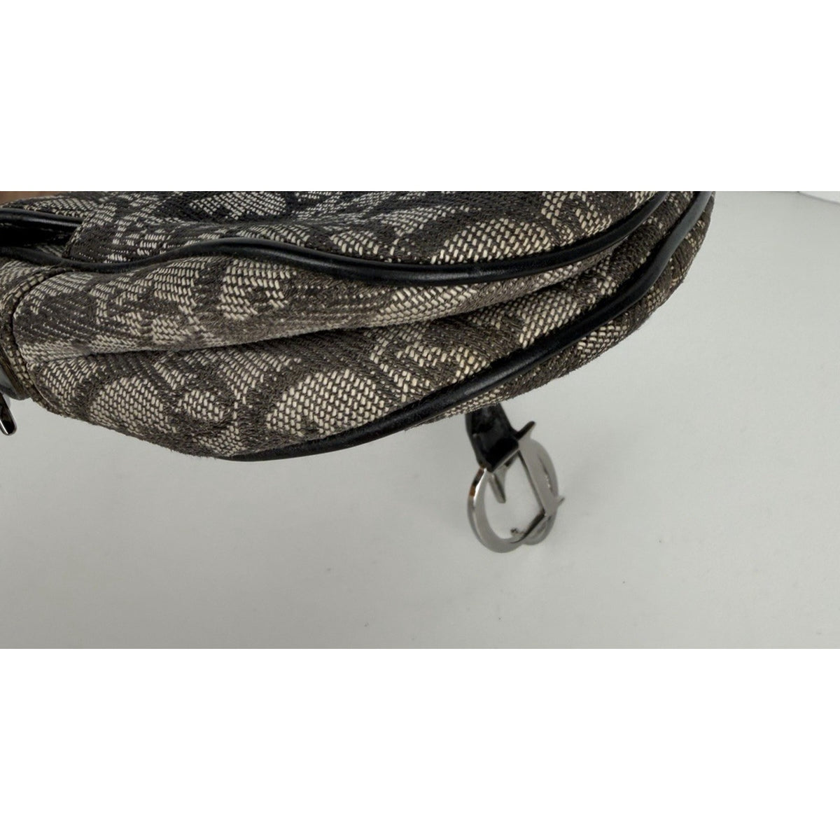 Christian Dior Monogram Double Saddle Bag Black Canvas Vintage John Galliano D4