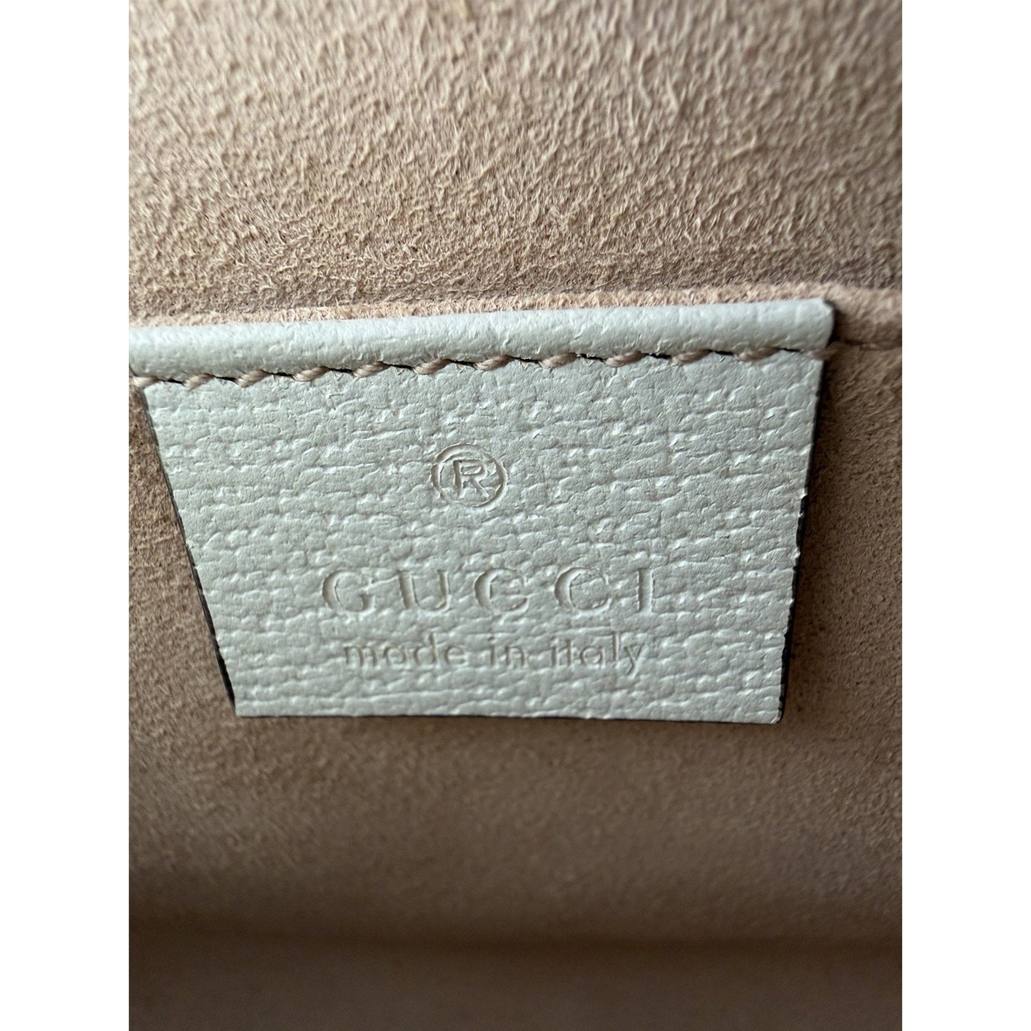 Gucci Ophidia Chain Shoulder Bag in White Leather with Sylvie Web Accent S-04