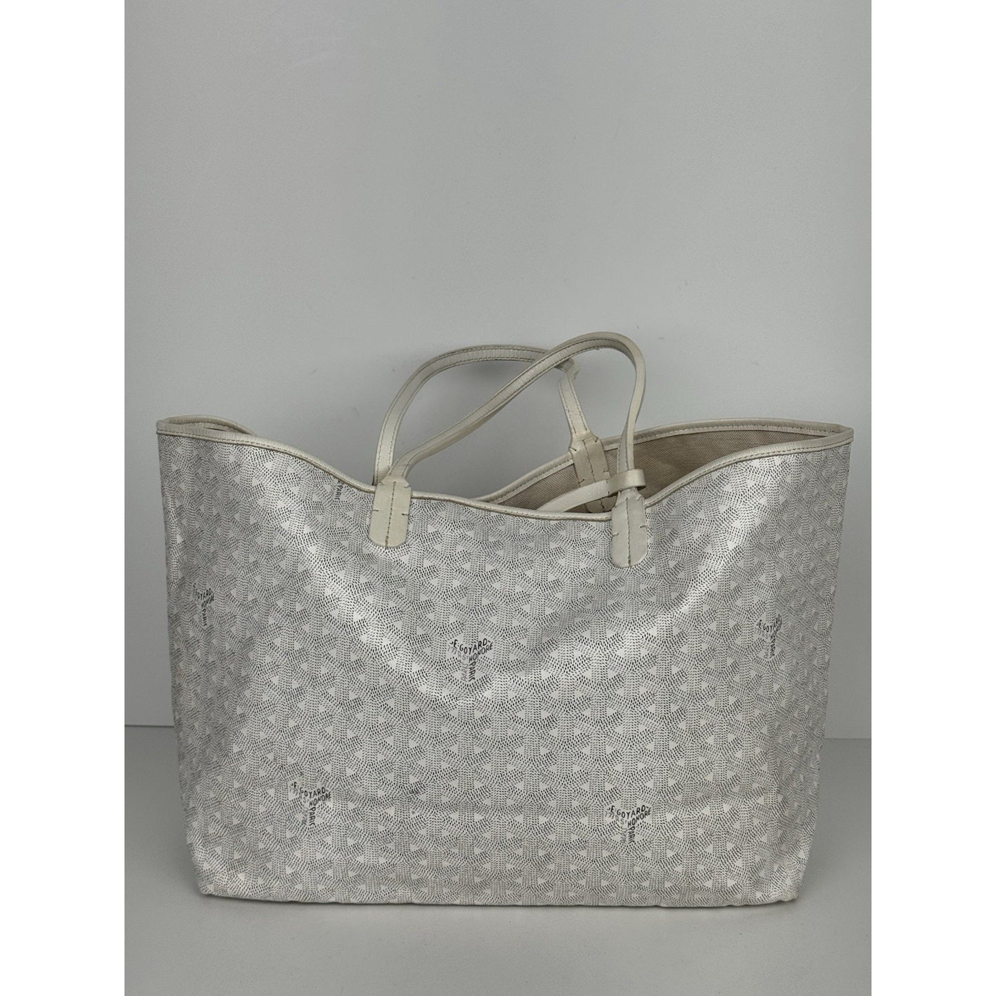 Goyard Saint Louis Tote Bag in White Goyardine Canvas with Pouch E-2