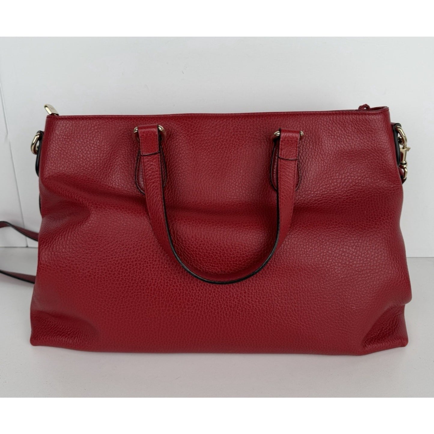 Gucci Braided & Bamboo Accent Tassel Tote Bag Medium in Red Leather S-13