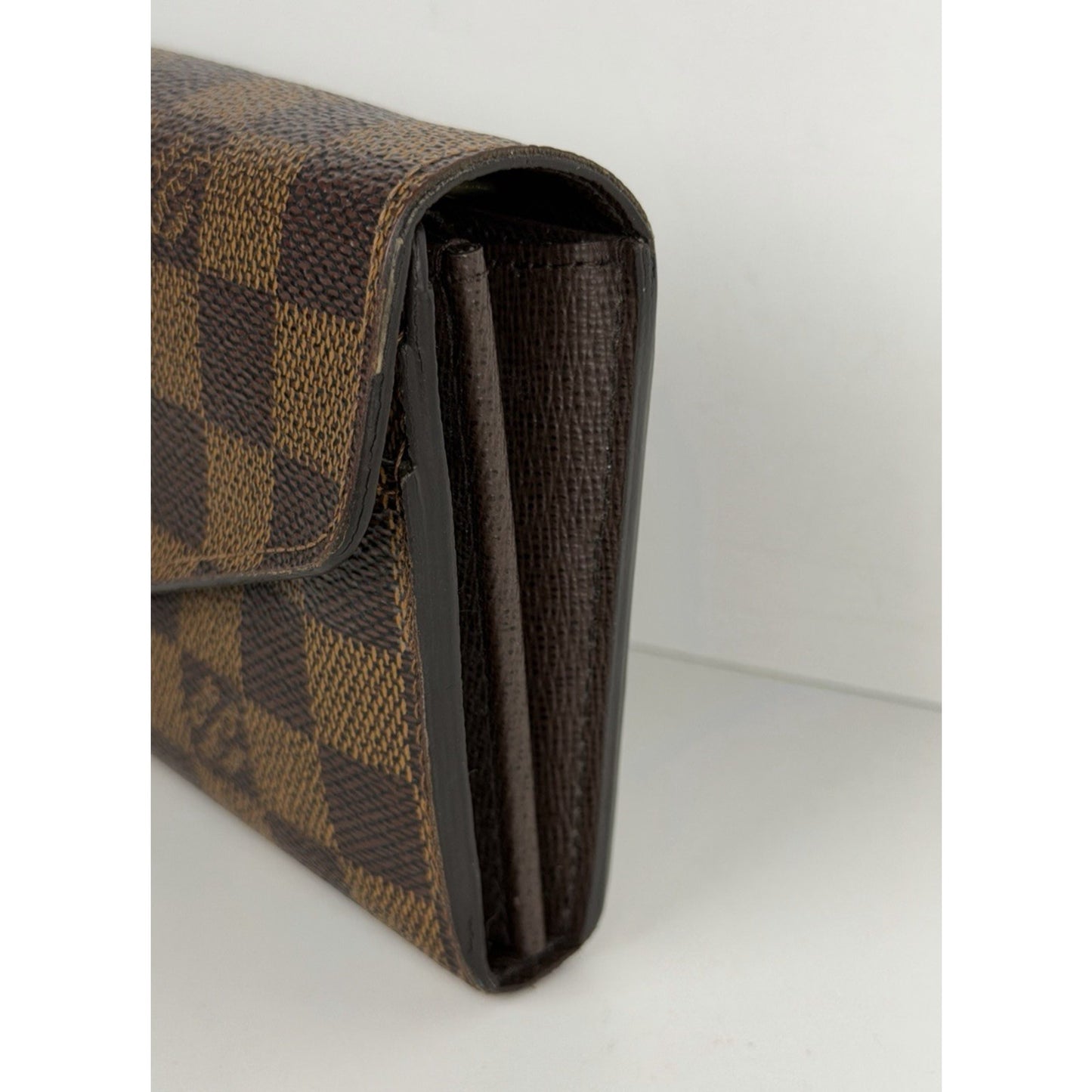 Louis Vuitton Sarah Wallet Damier Ebene Checkered Pattern Canvas S