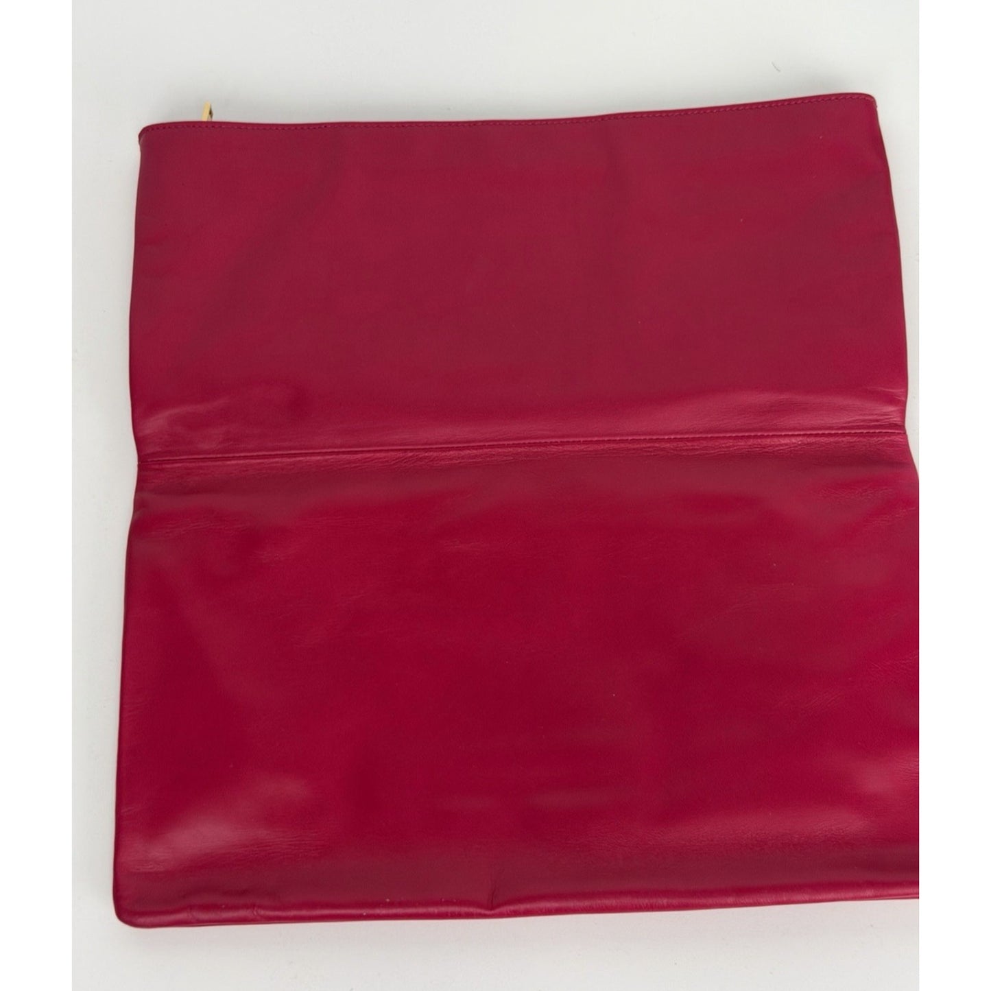 Saint Laurent Pouch Folding Flap Clutch Bag in Fuchsia Leather S13