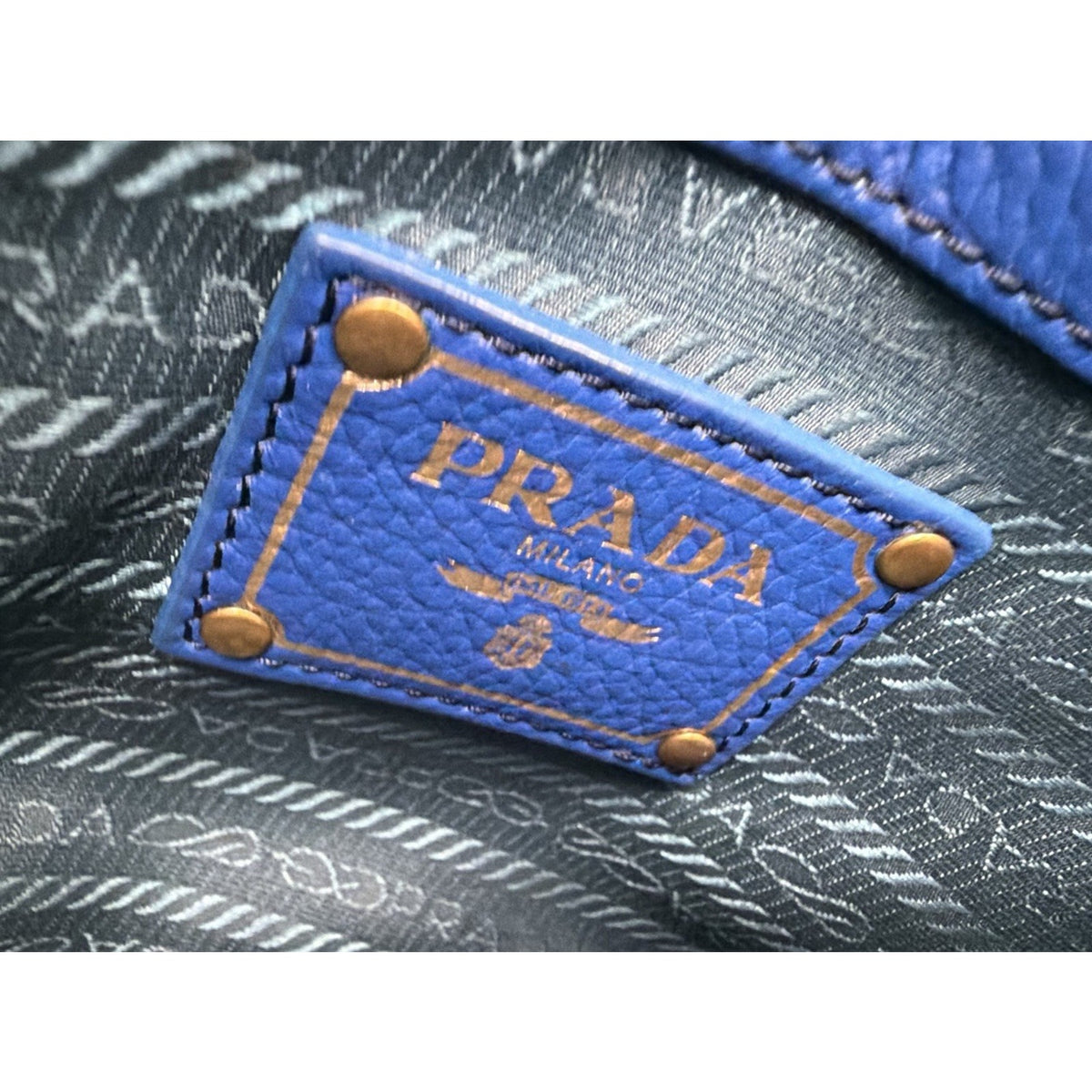 Prada Tessuto Convertible Small Tote Shoulder Bag in Blue Nylon&Saffiano S10