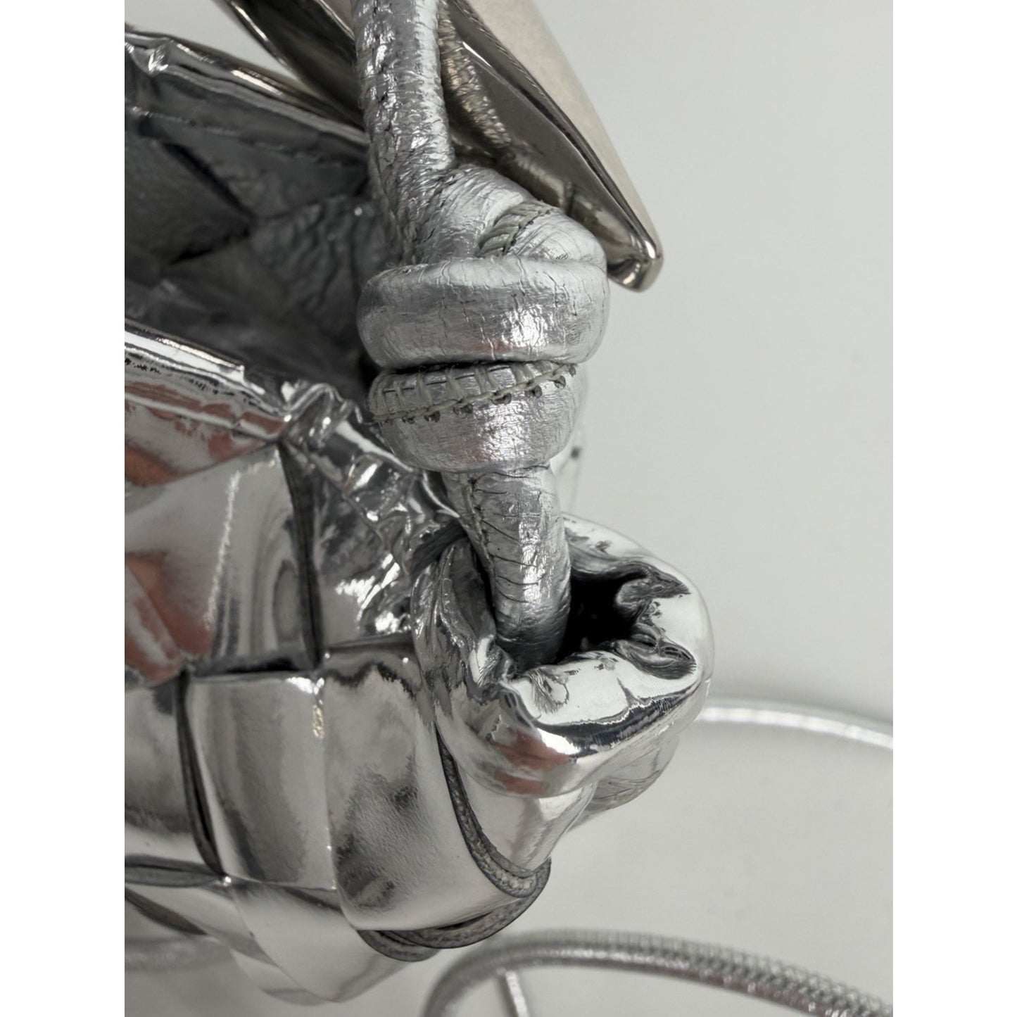 Bottega Veneta Mini Sardine Bag Silver Mirror Laminated Nappa Intrecciato B1