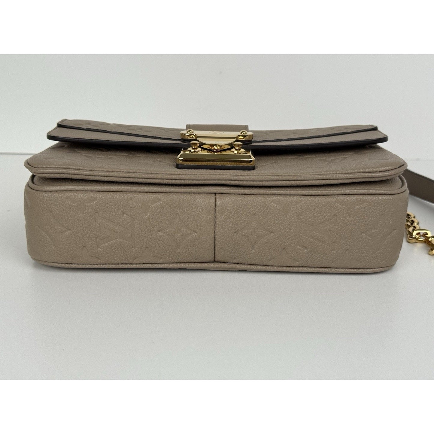 LOUIS VUITTON LV GHW Marceau Momogram Empreinte Beige Leather Shoulder Bag