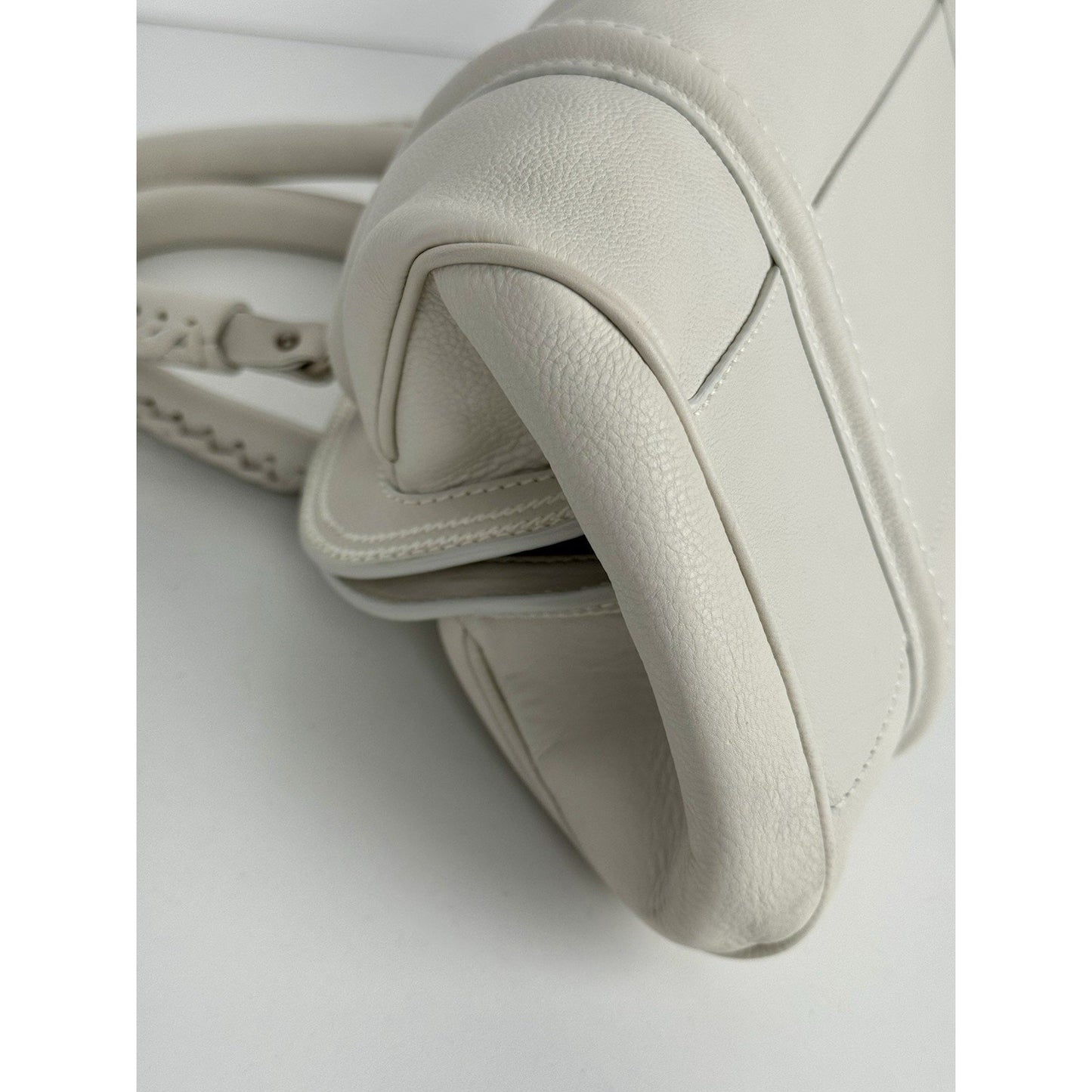 Christian Dior My Dior Frame Satchel White Leather Silver Hardware