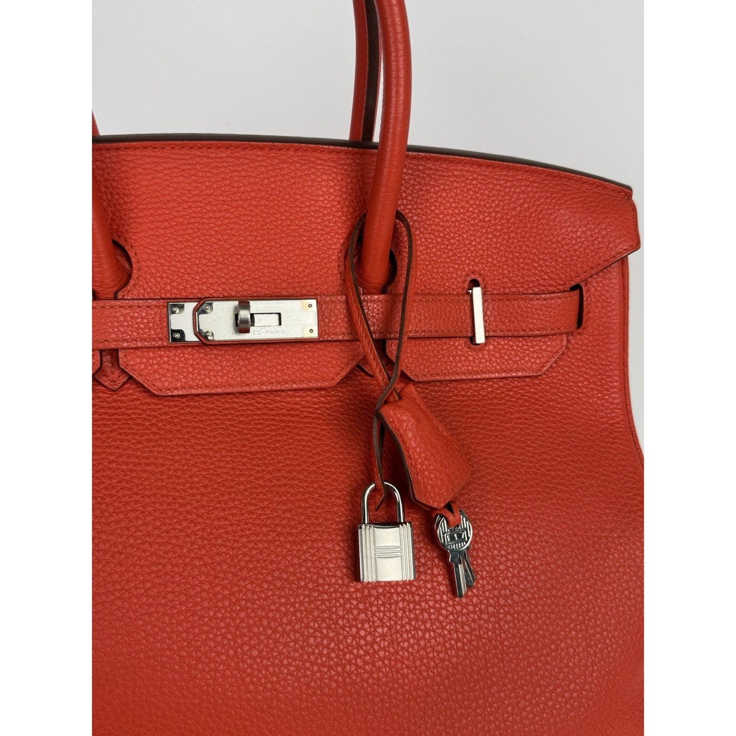 Hermes Birkin 35 Handbag in Red Clemence Leather with Palladium Hardware D-4