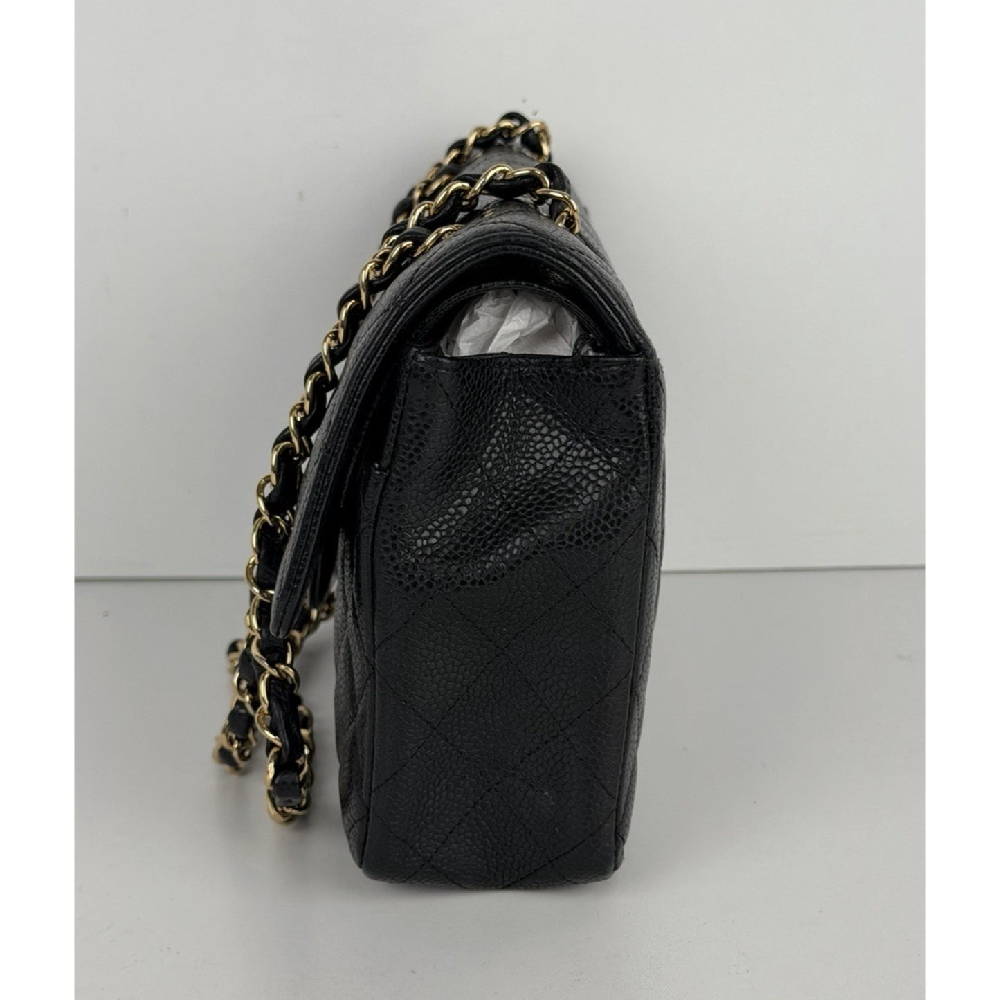 Chanel Classic Bag Black Grained Calfskin Leather & Gold-Tone Hardware D1