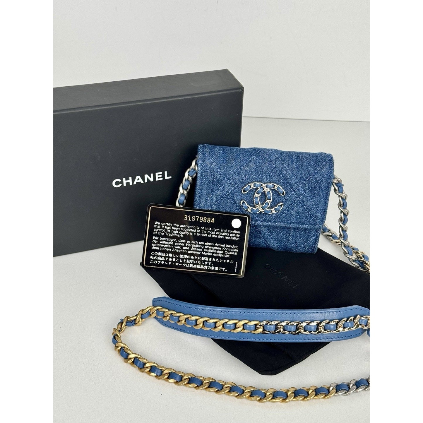 Chanel Denim 19 Wallet on Chain Crossbody Bag (2021)