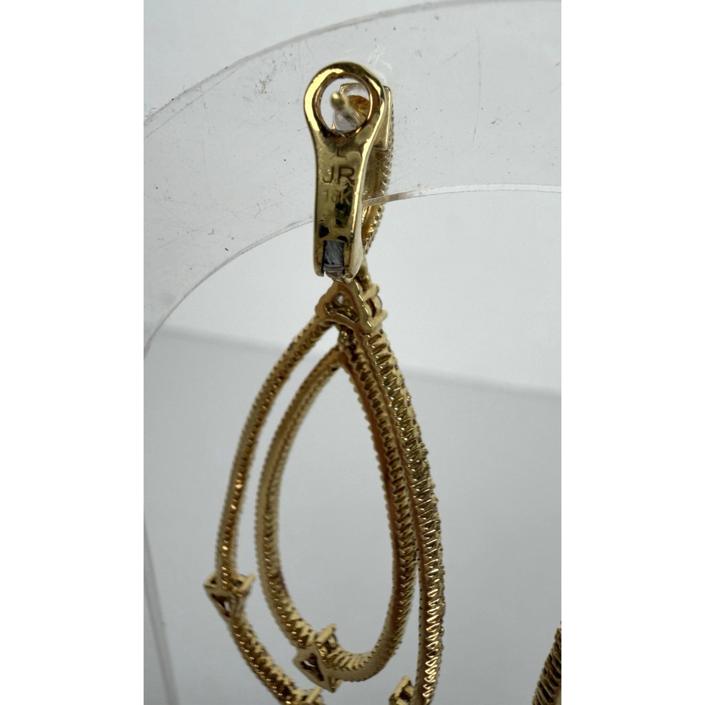 Judith Ripka Double Pear Earrings in 18k Yellow Gold and Diamond